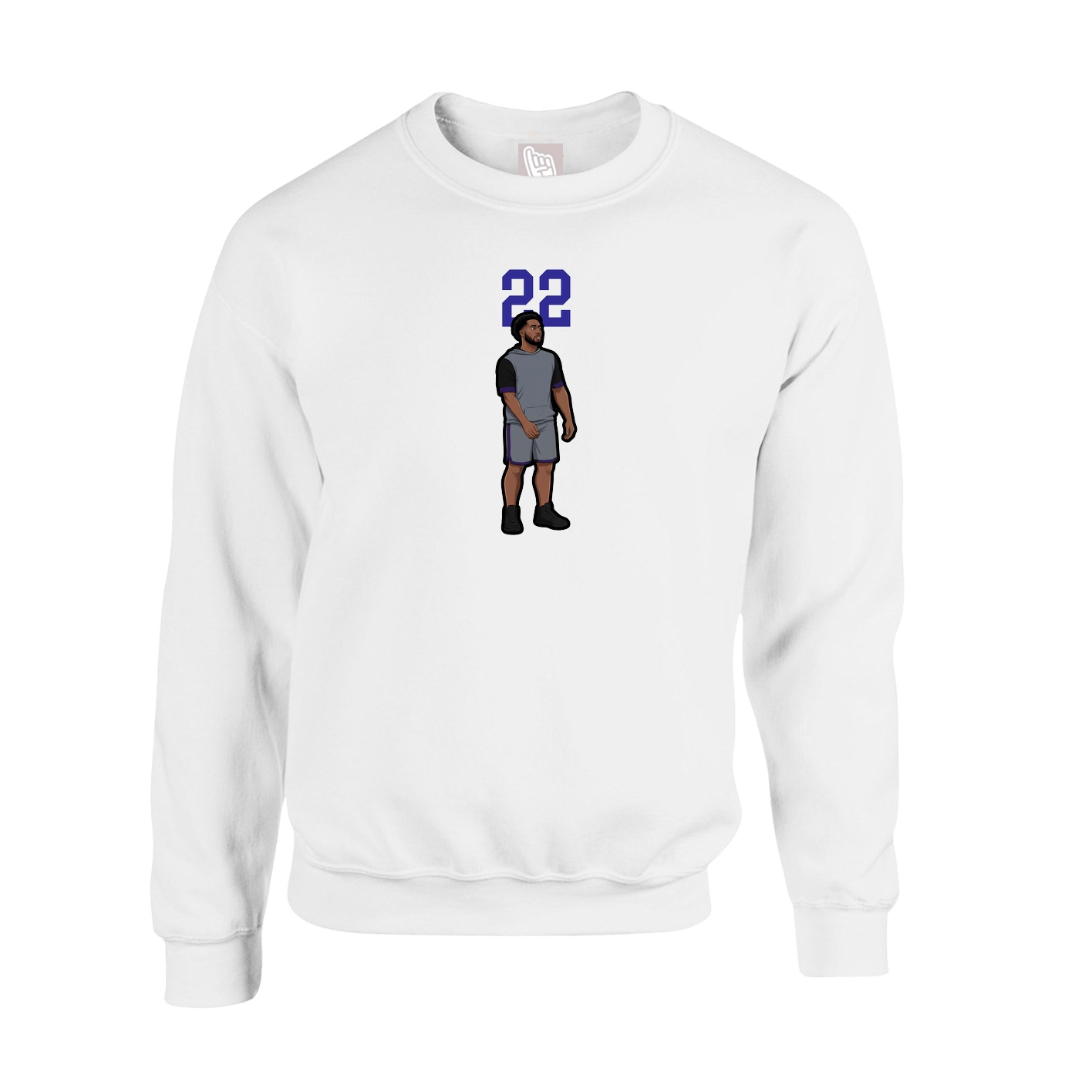 Fleece Crew — Number Top in White