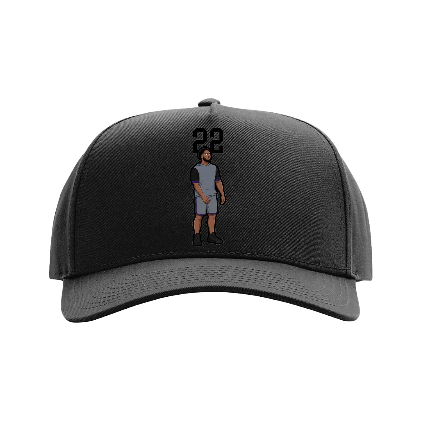 Full Fabric Five-Panel Champ Cap — Number Top in Black