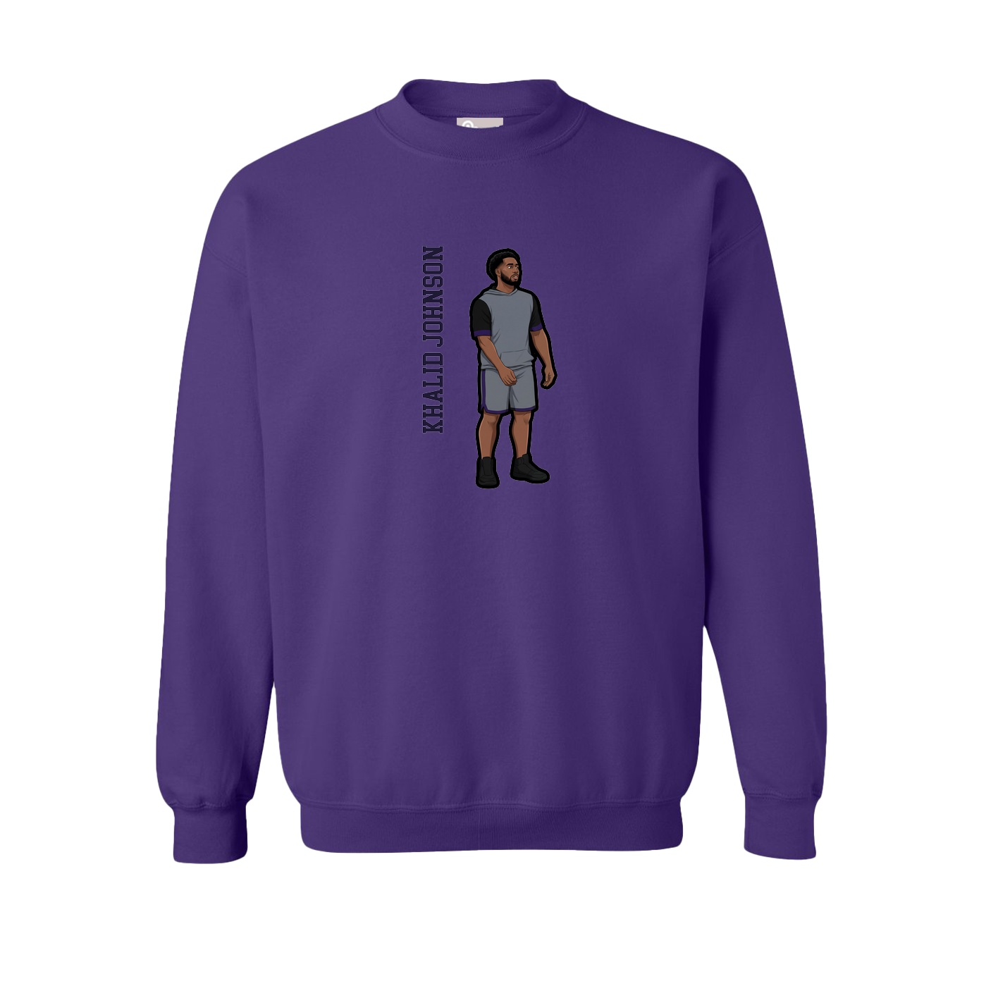 Fleece Crew — Name Vertical in Purple