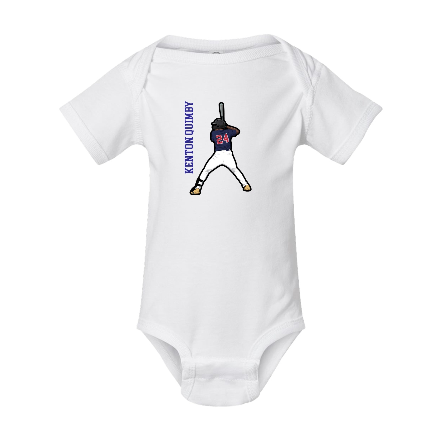 Baby Onesie — Name Vertical in White