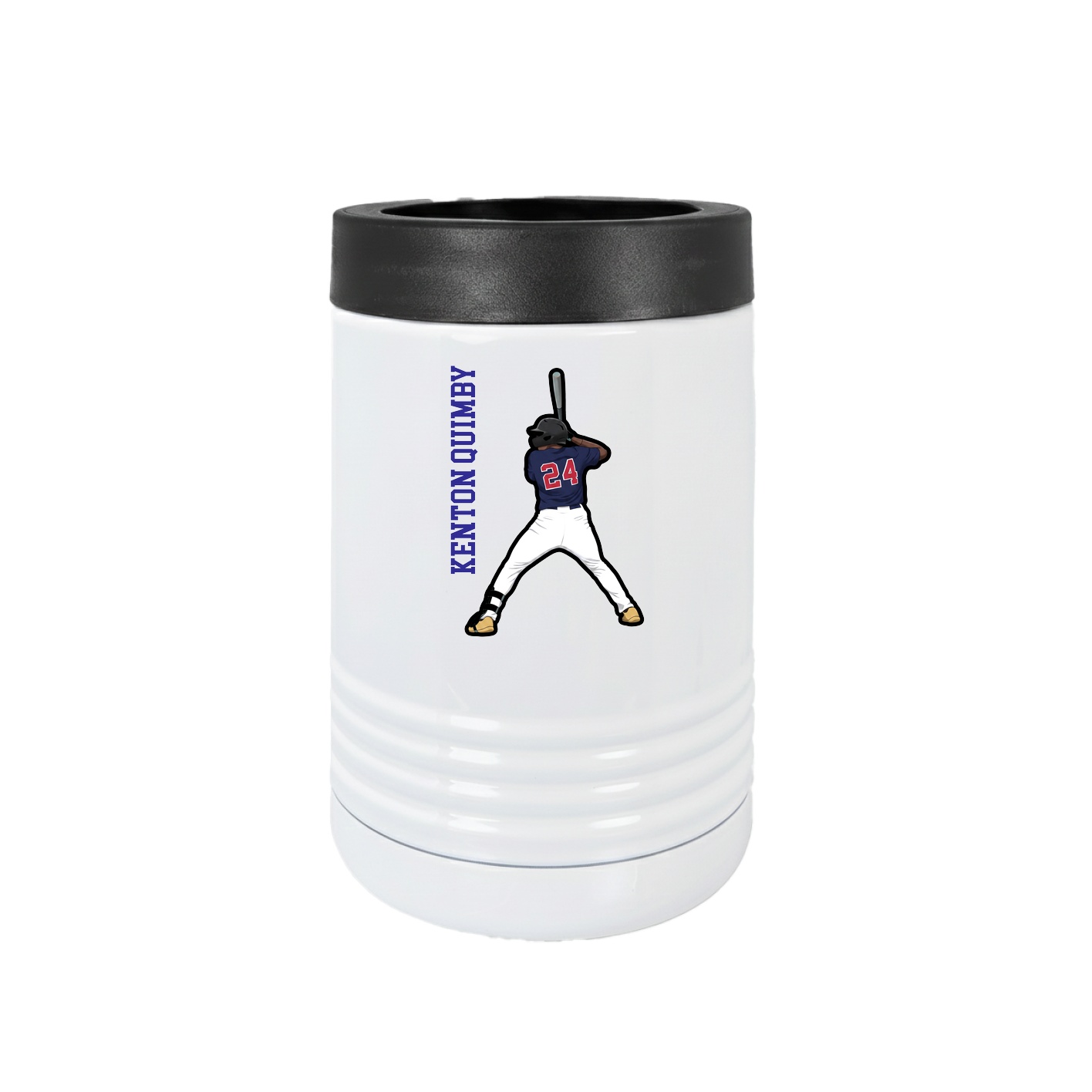 Beverage Holder — Name Vertical in White