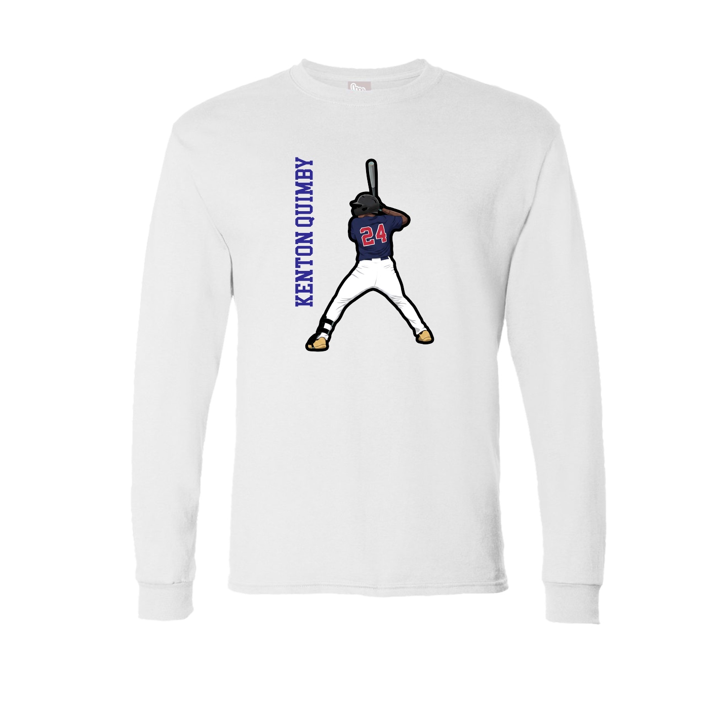Long Sleeve Tee — Name Vertical in White