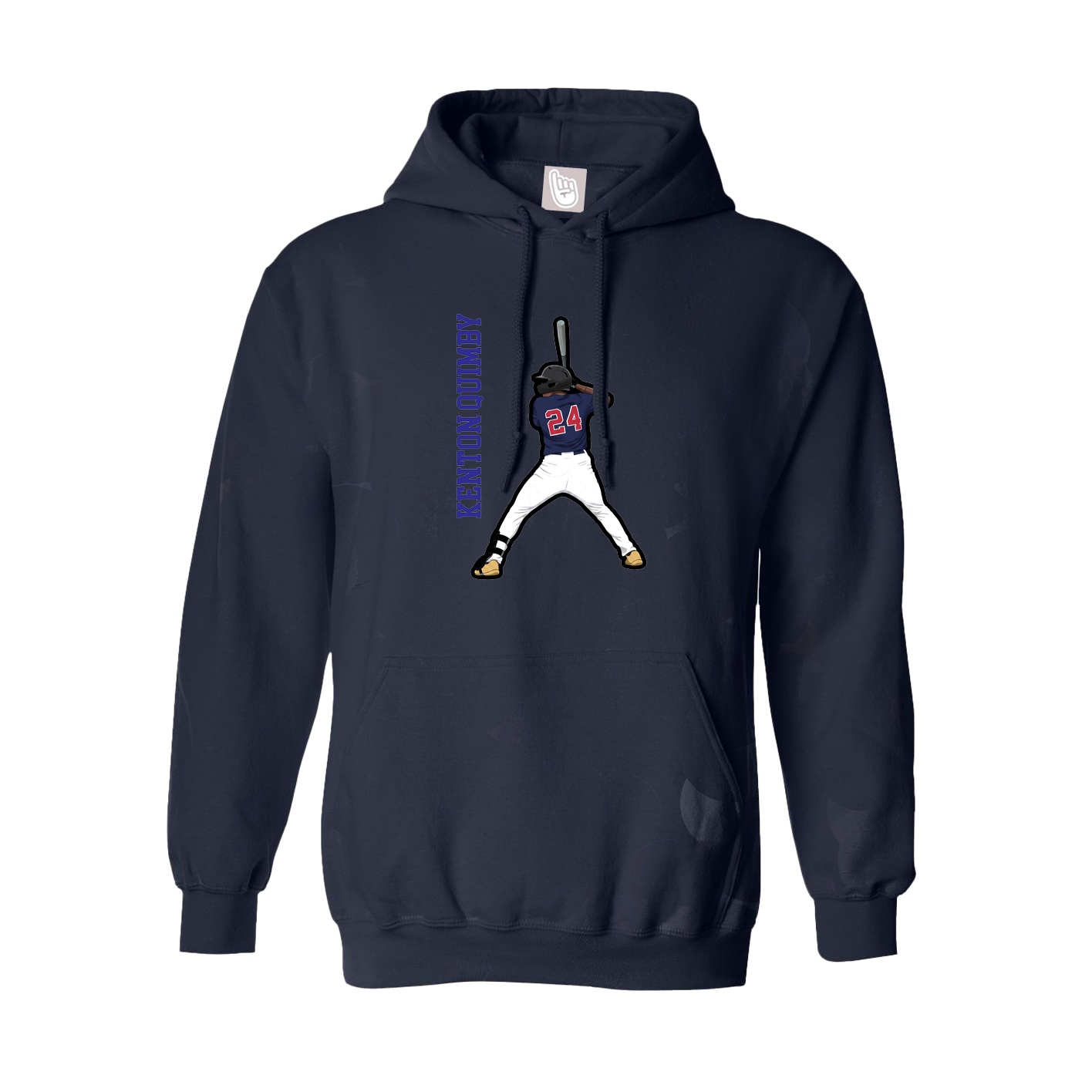 Hoodie — Name Vertical in Navy