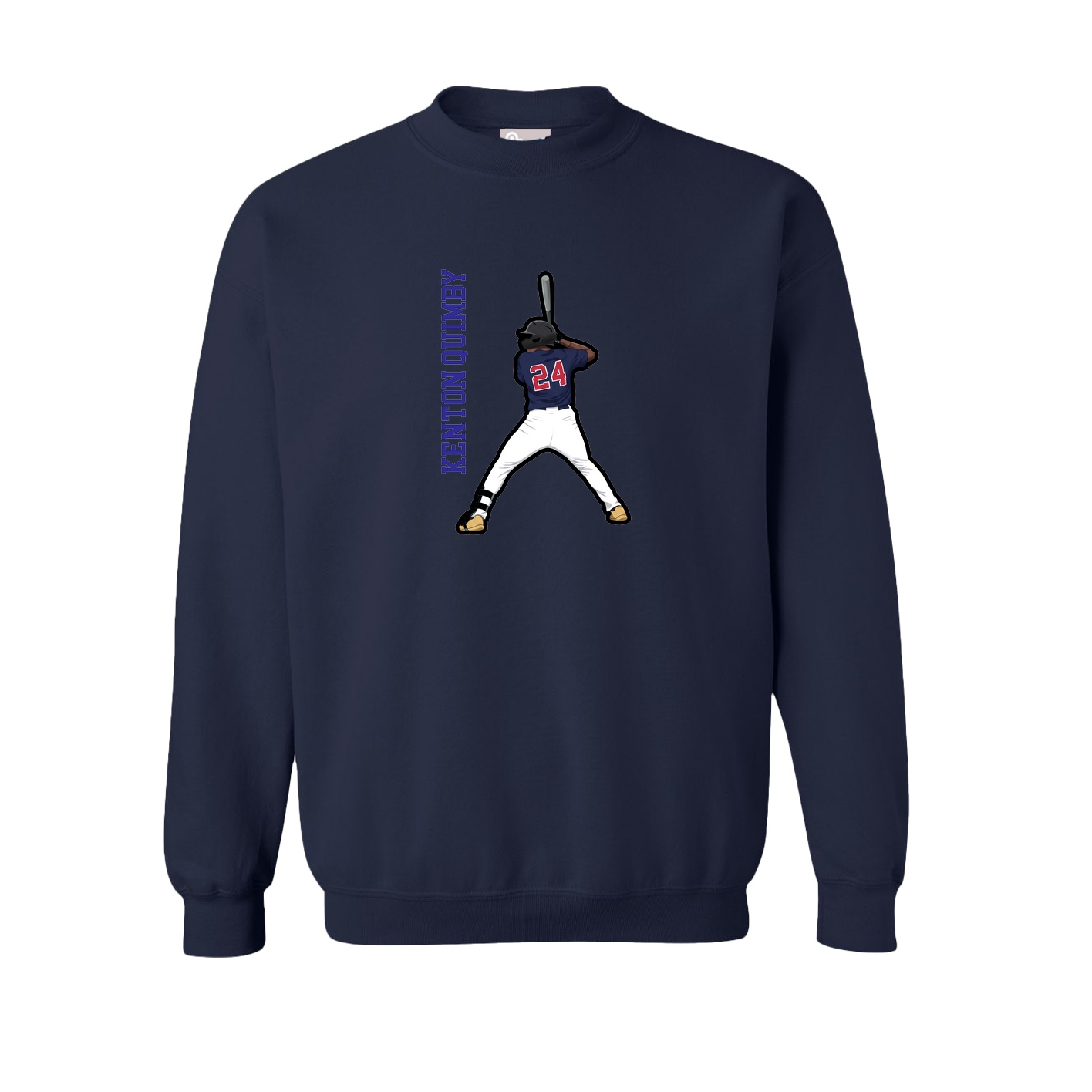 Fleece Crew — Name Vertical in Navy