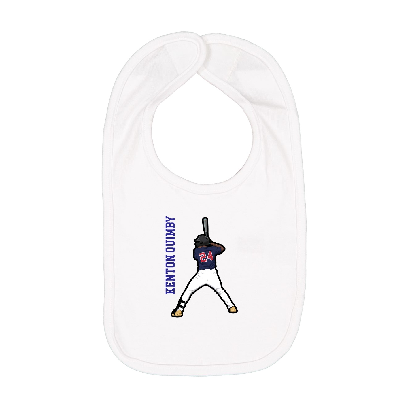 Infant Bib — Name Vertical in White