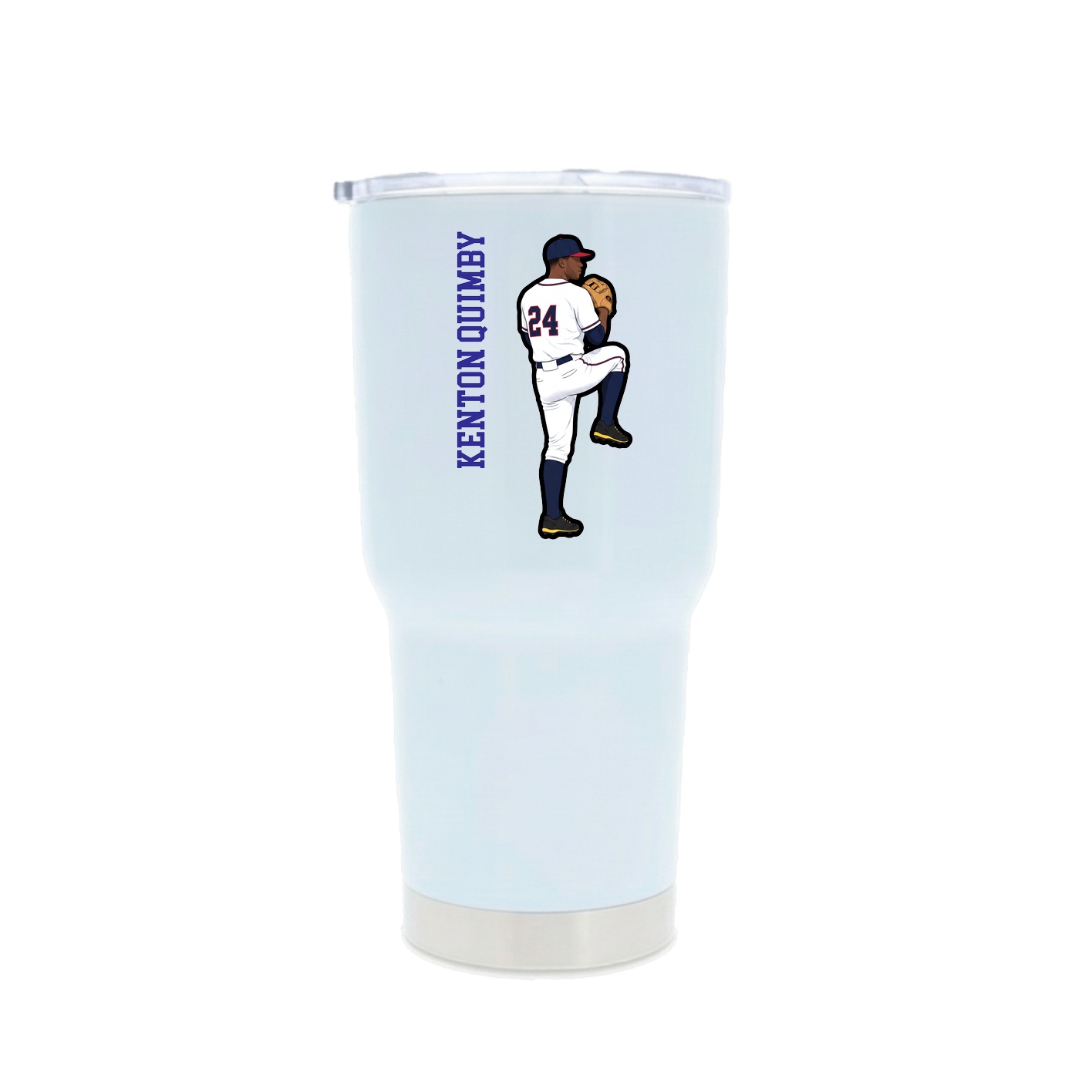 30oz Stainless Steel Tumbler — Name Vertical in White