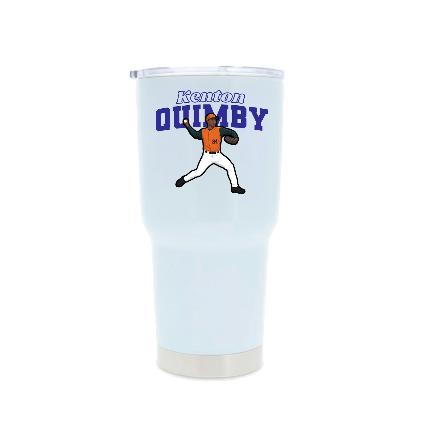 30oz Stainless Steel Tumbler — Name Arch in White