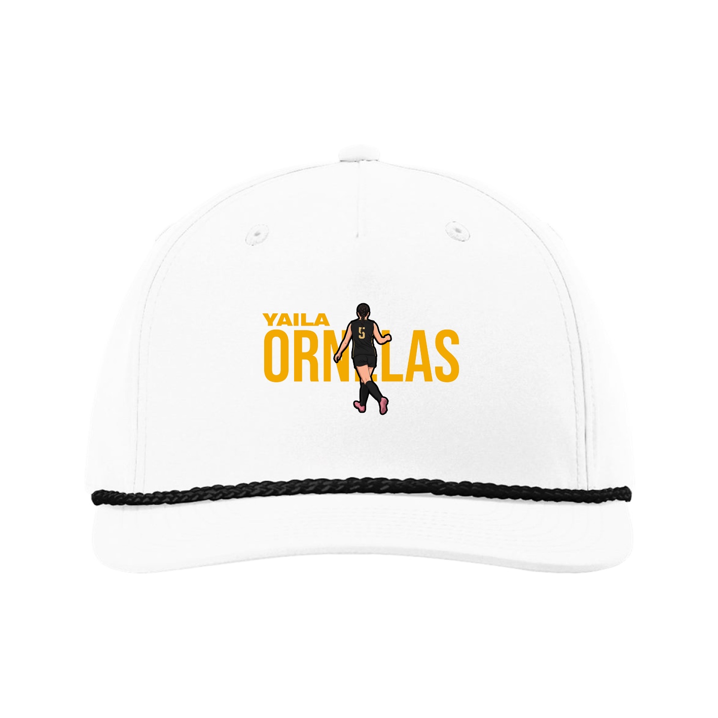 Five-Panel Classic Rope Cap — Player Name in White