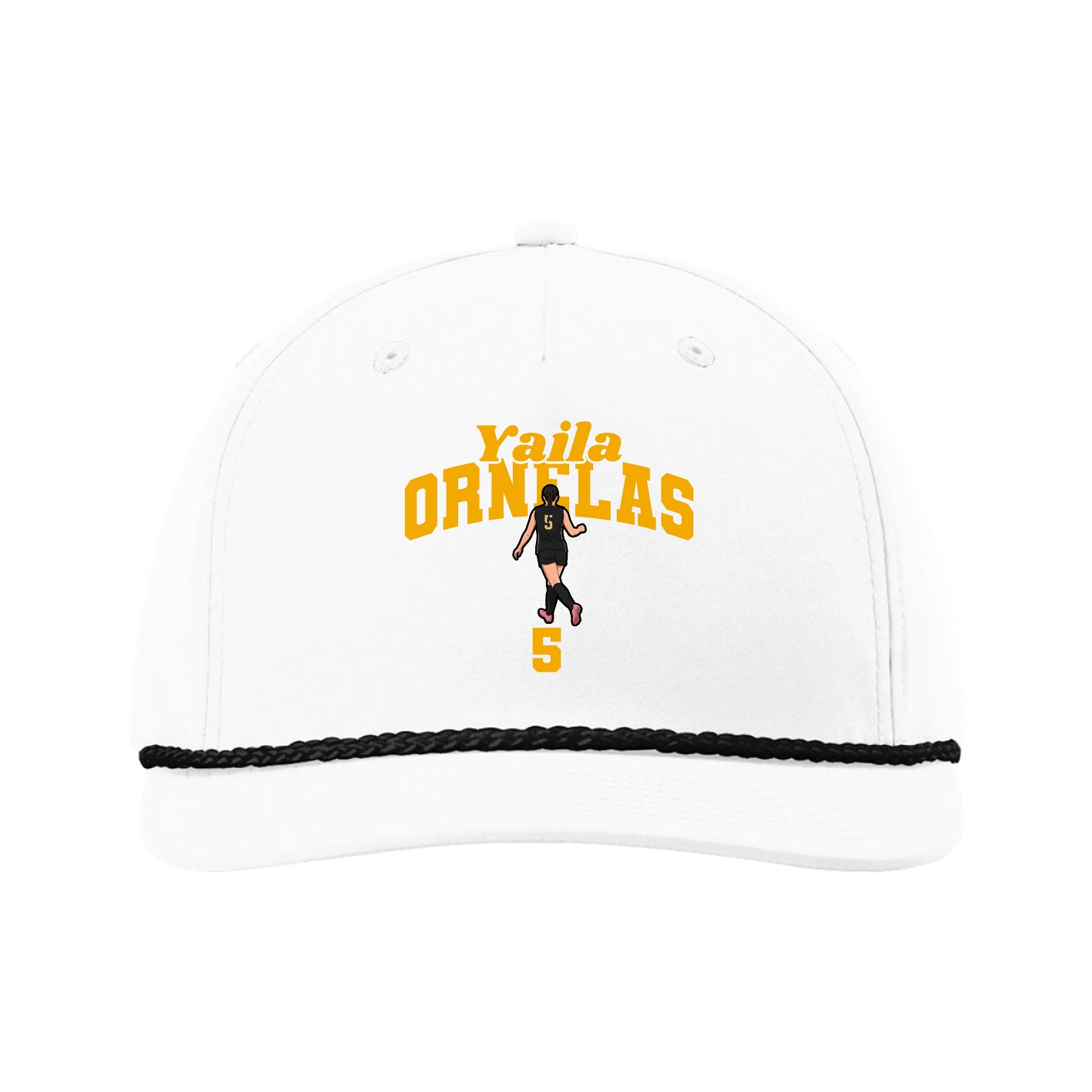 Five-Panel Classic Rope Cap — Signature Arch in White