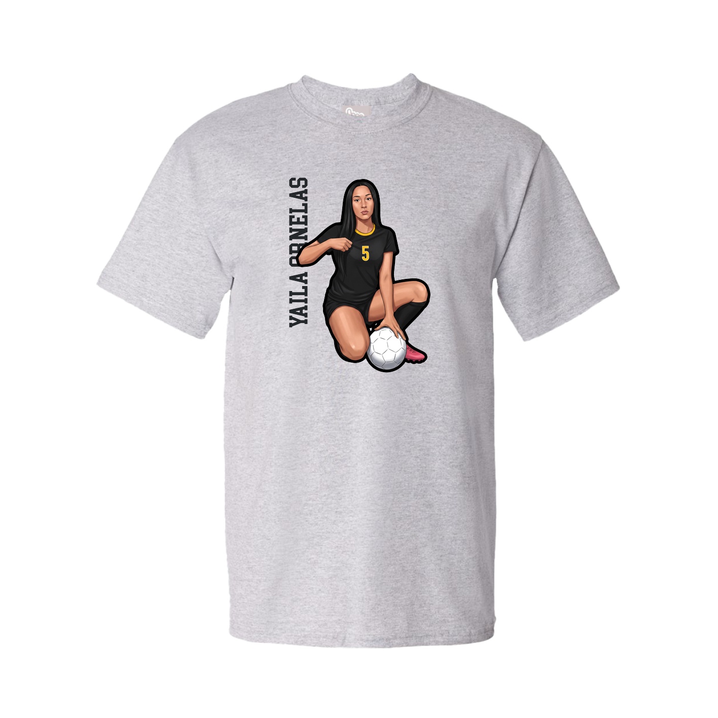 Youth Tee — Name Vertical in Grey