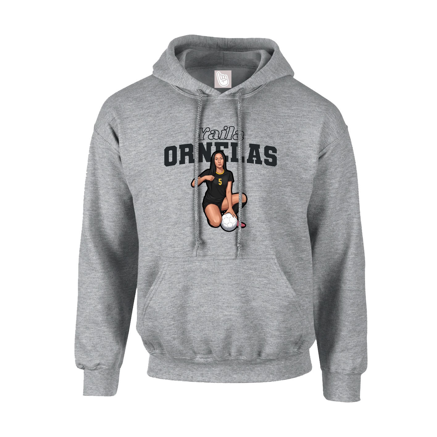 Youth Hoodie — Name Arch in Grey