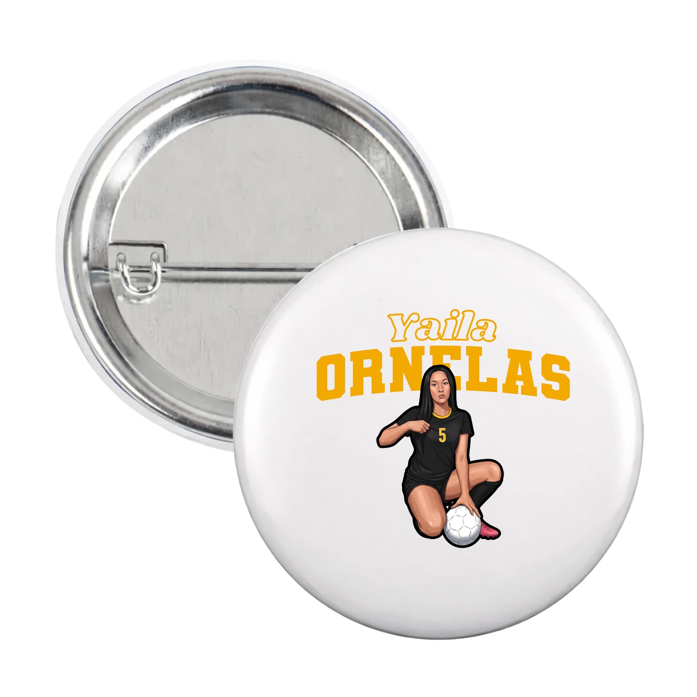 Game Day Button — Name Arch in White