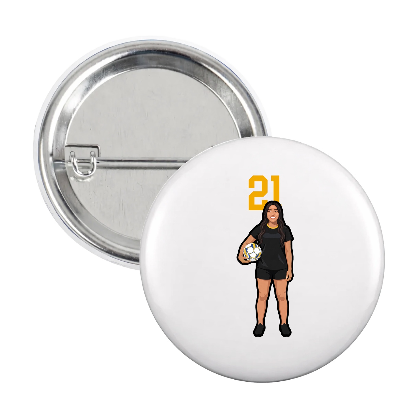 Game Day Button — Number Top in White