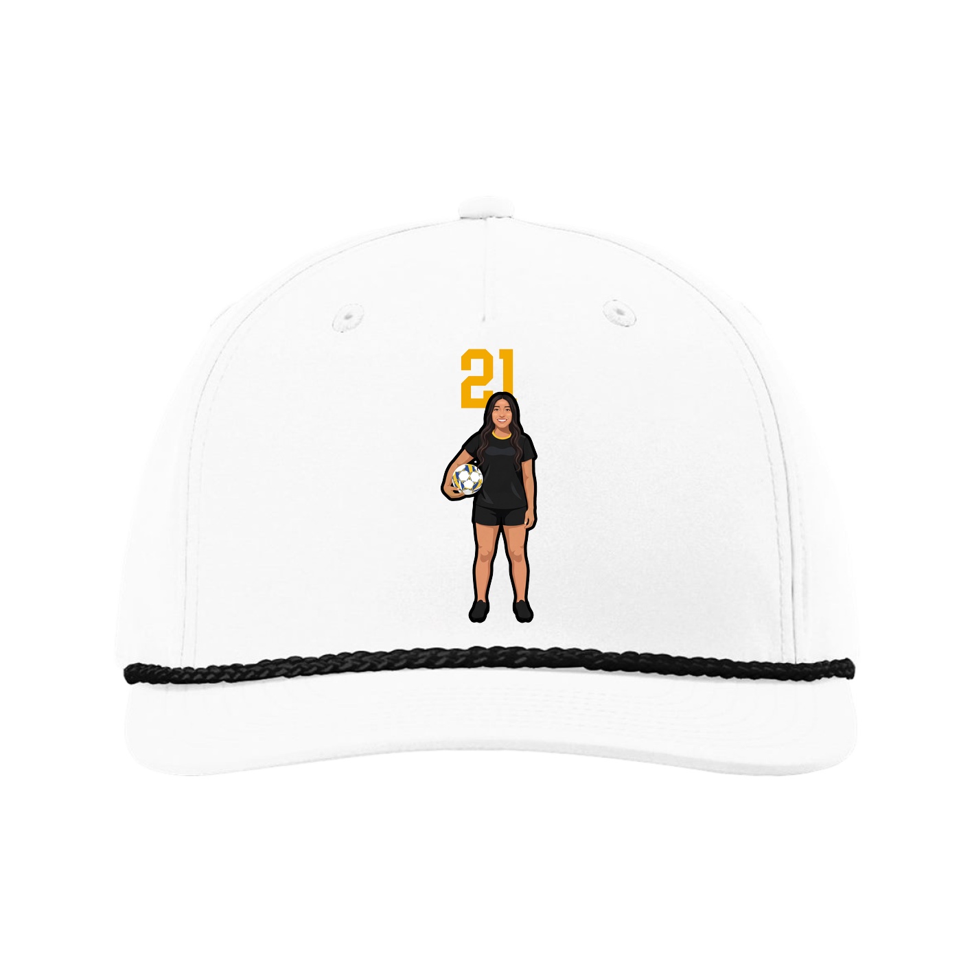 Five-Panel Classic Rope Cap — Number Top in White