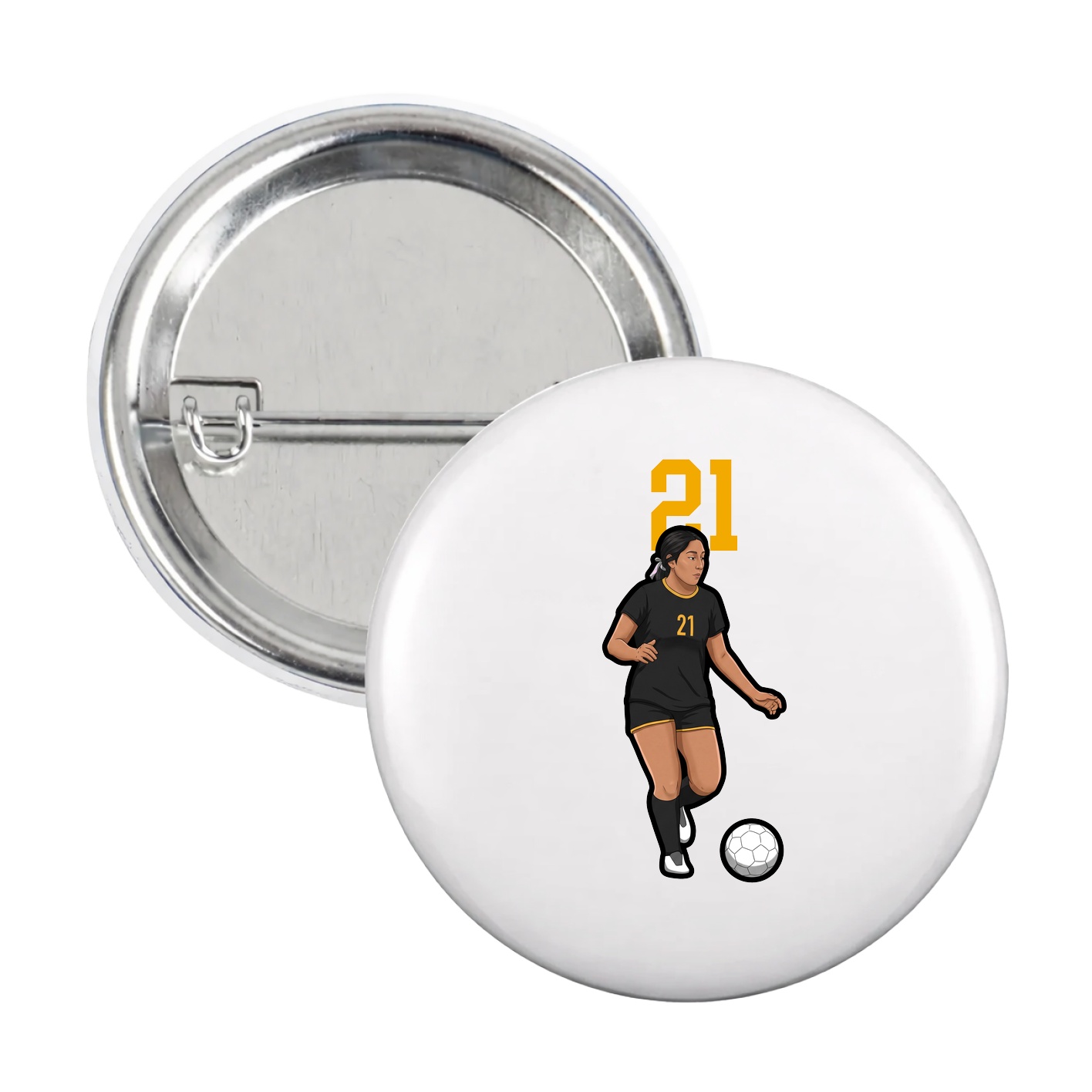 Game Day Button — Number Top in White
