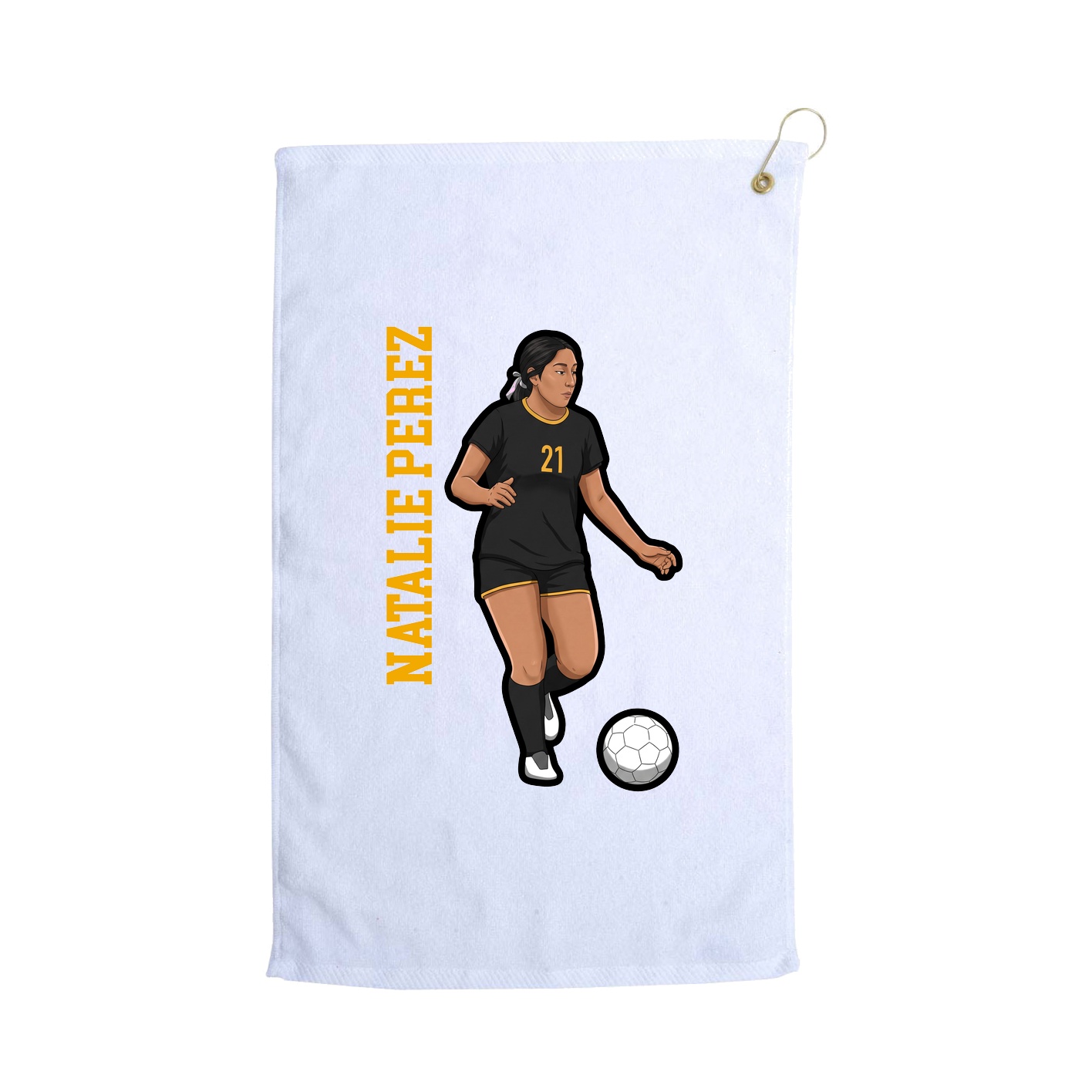 Golf Towel — Name Vertical in White
