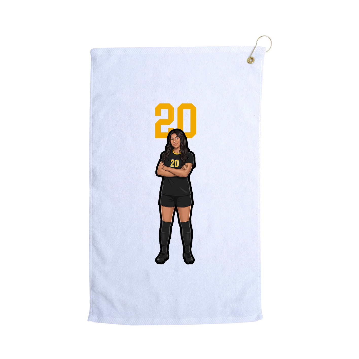 Golf Towel — Number Top in White