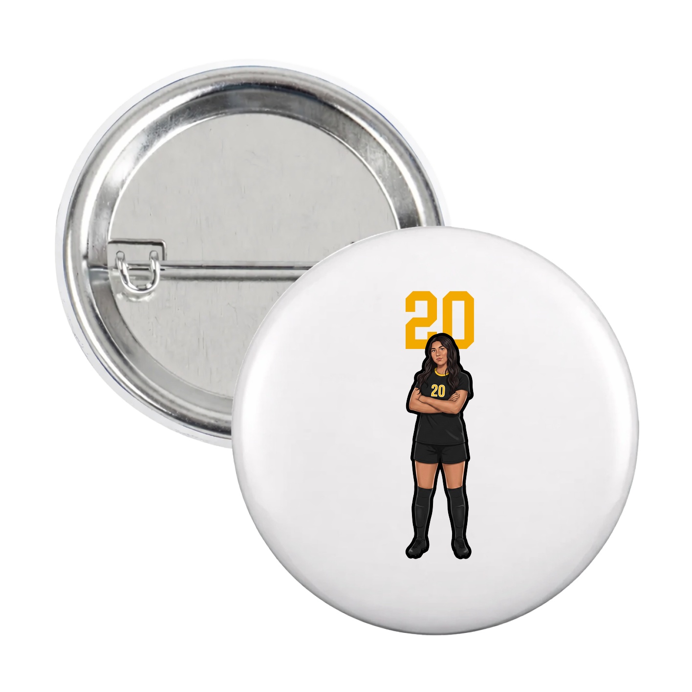 Game Day Button — Number Top in White