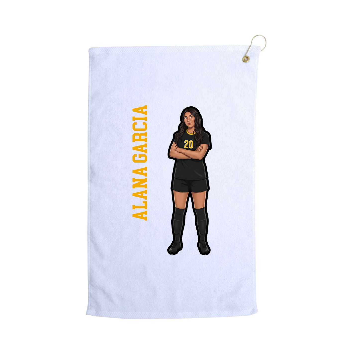 Golf Towel — Name Vertical in White