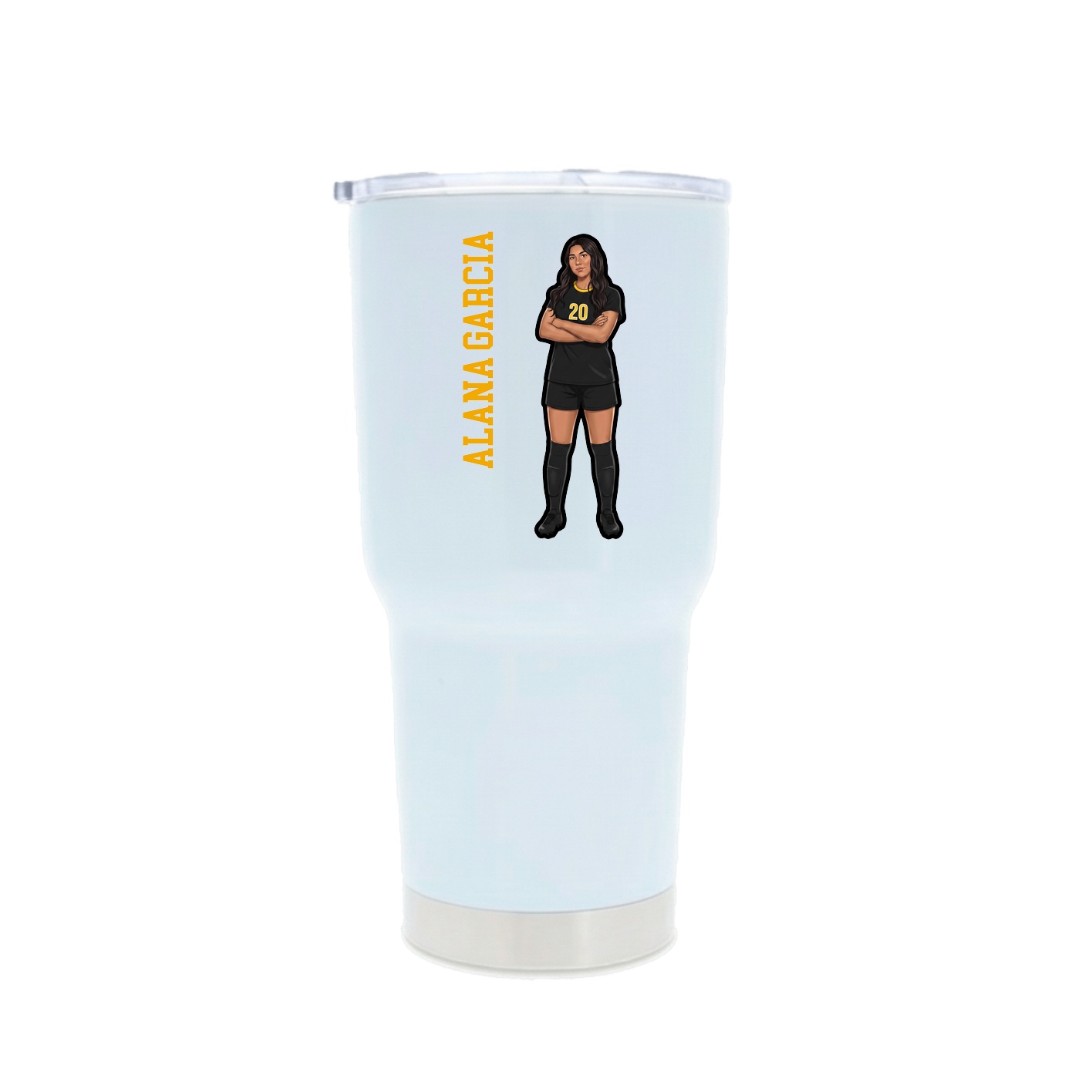 30oz Stainless Steel Tumbler — Name Vertical in White