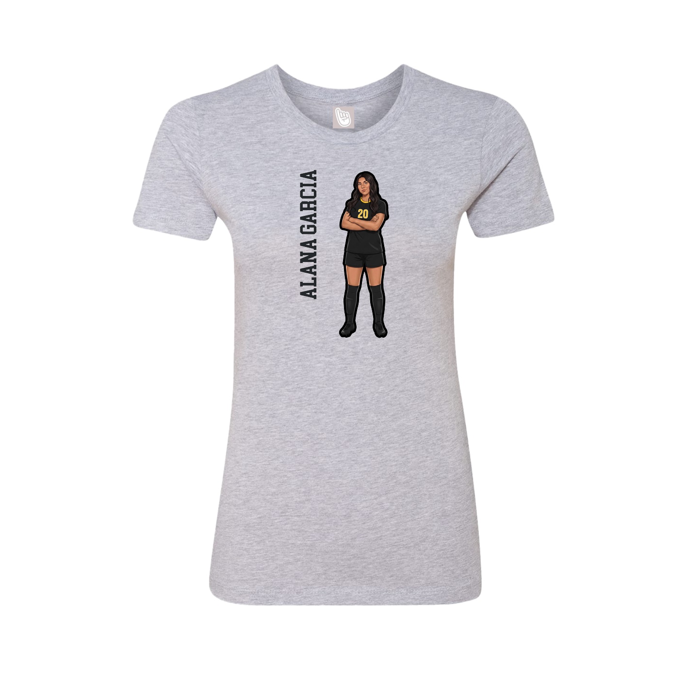 Womens Tee — Name Vertical in Grey