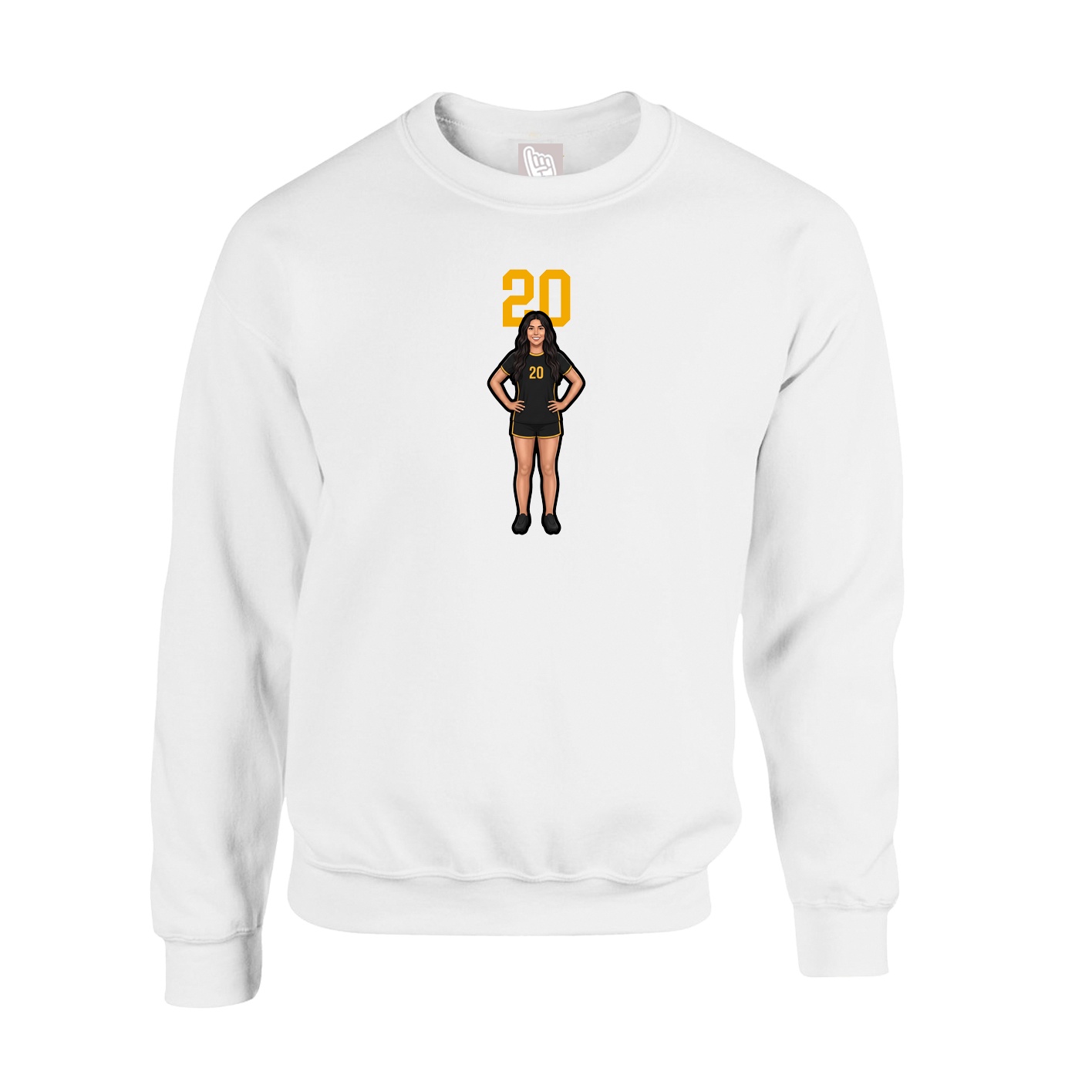 Fleece Crew — Number Top in White