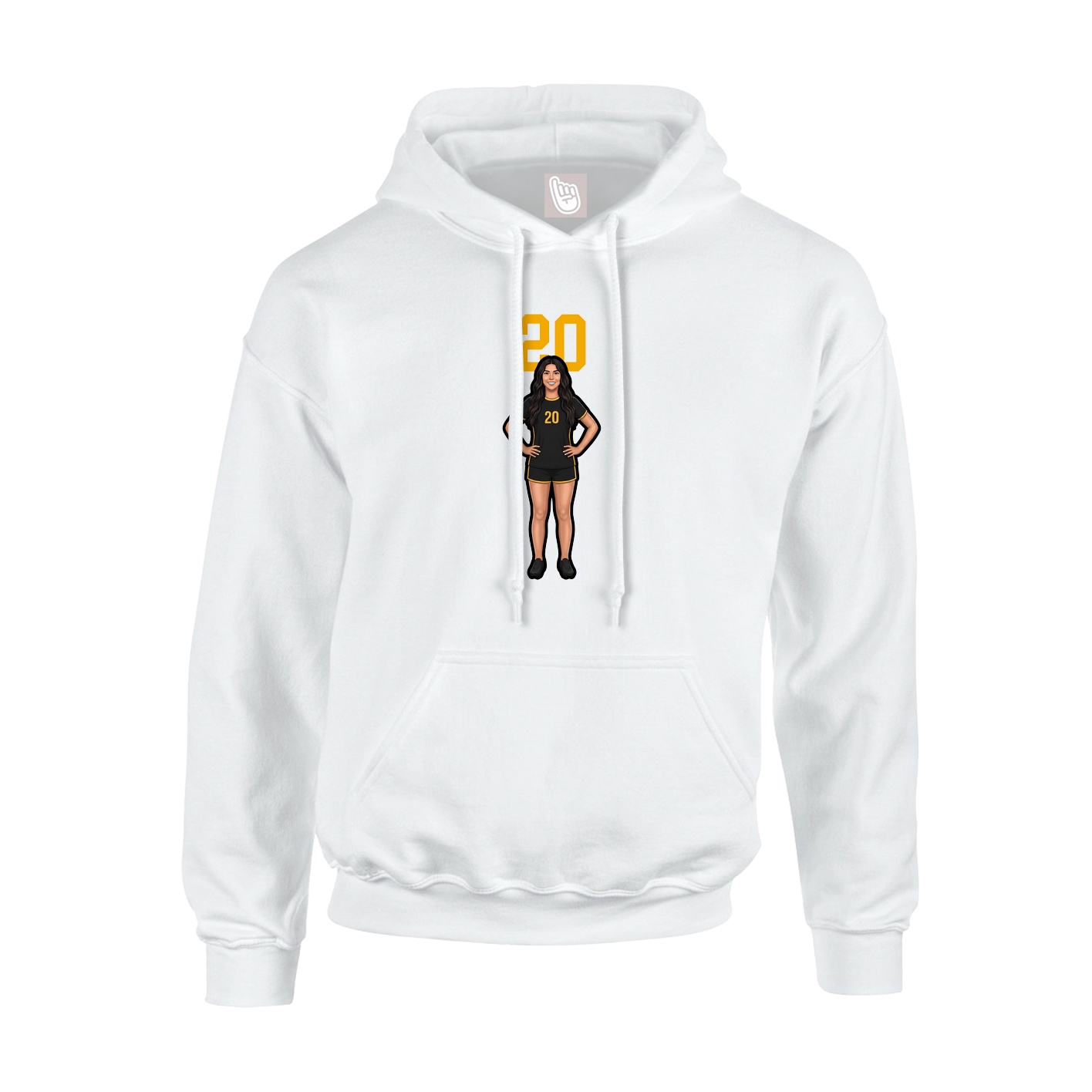 Youth Hoodie — Number Top in White