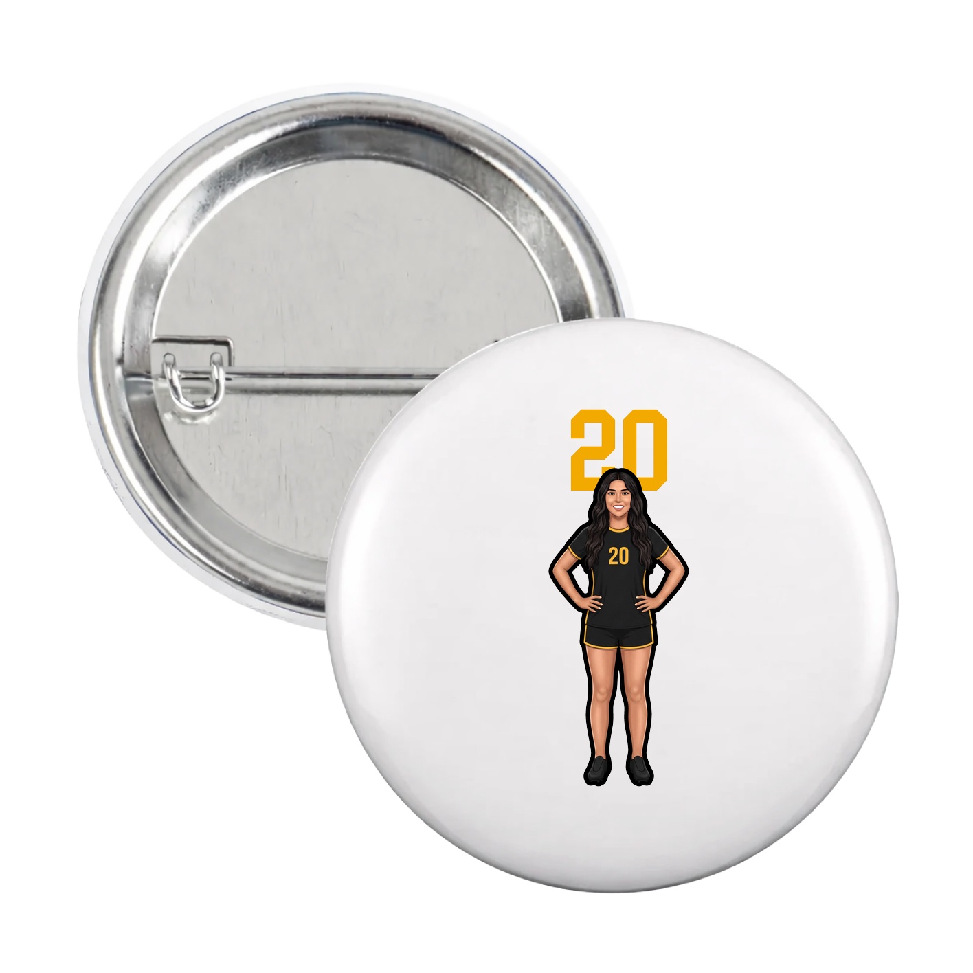 Game Day Button — Number Top in White