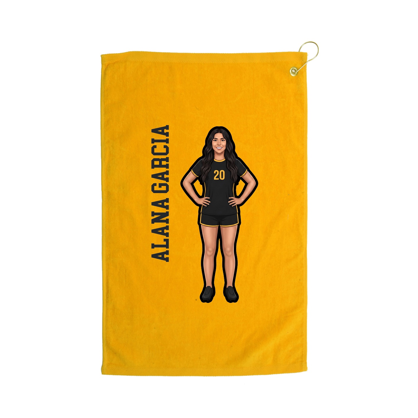 Golf Towel — Name Vertical in Gold
