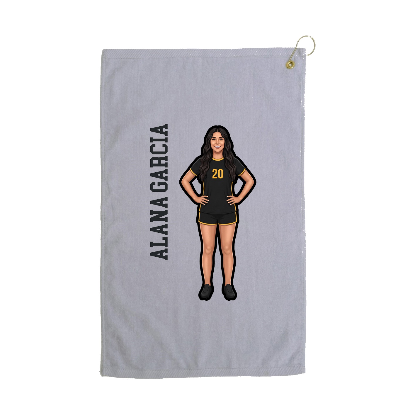 Golf Towel — Name Vertical in Grey