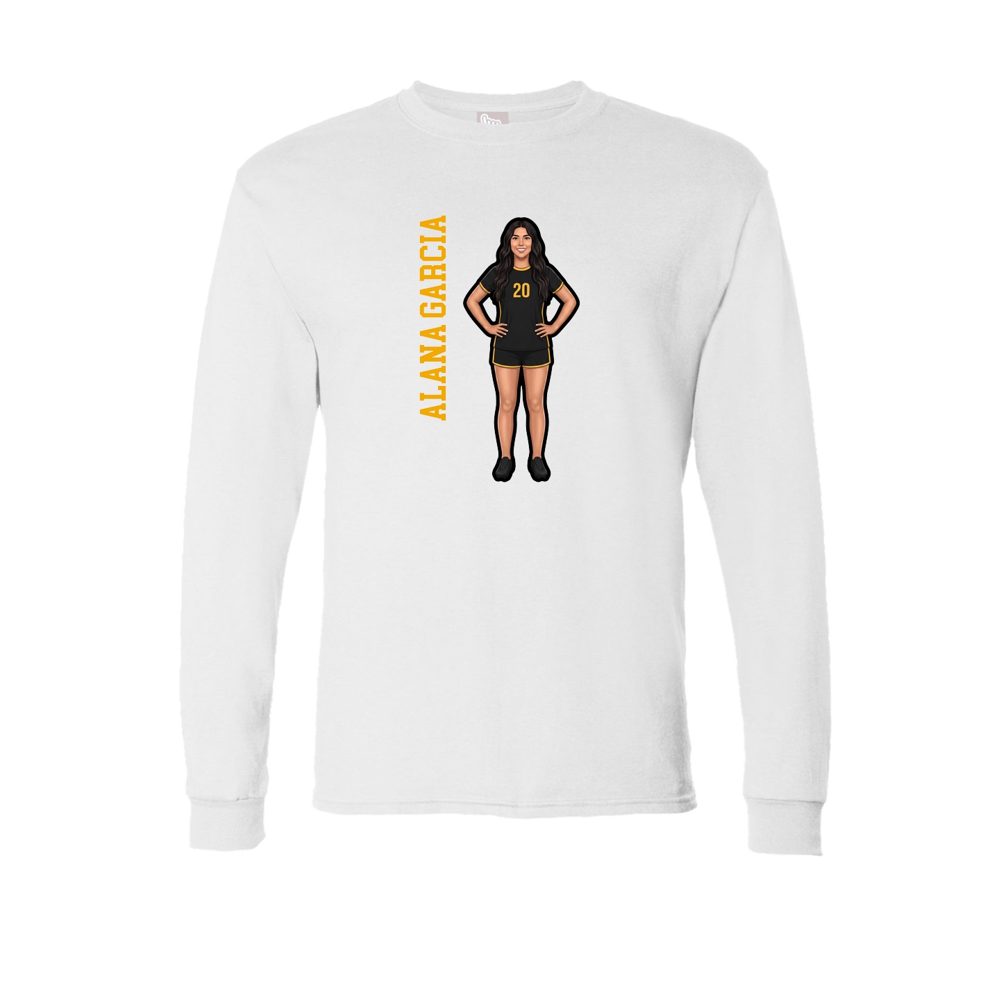 Long Sleeve Tee — Name Vertical in White