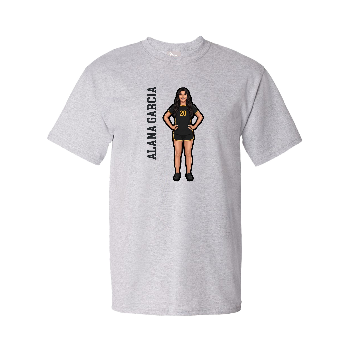 Youth Tee — Name Vertical in Grey