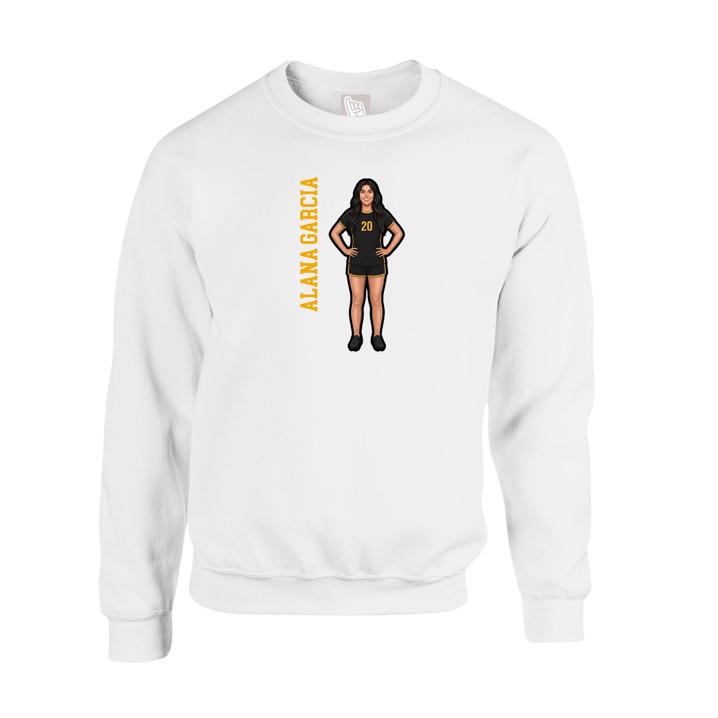Fleece Crew — Name Vertical in White