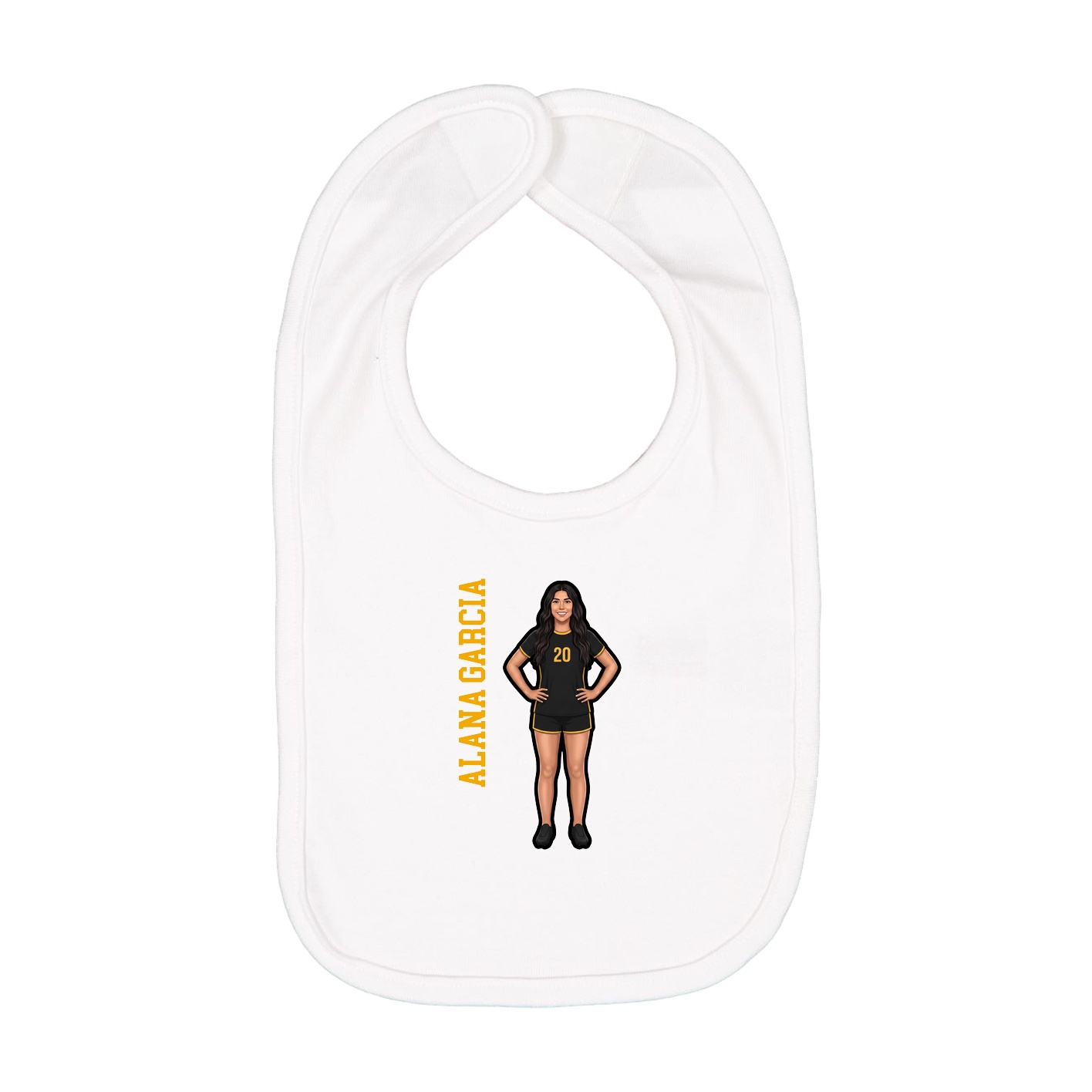 Infant Bib — Name Vertical in White
