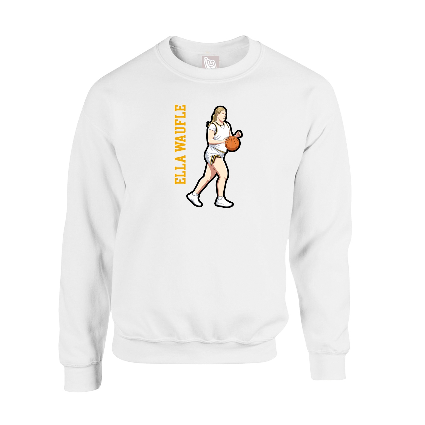 Fleece Crew — Name Vertical in White