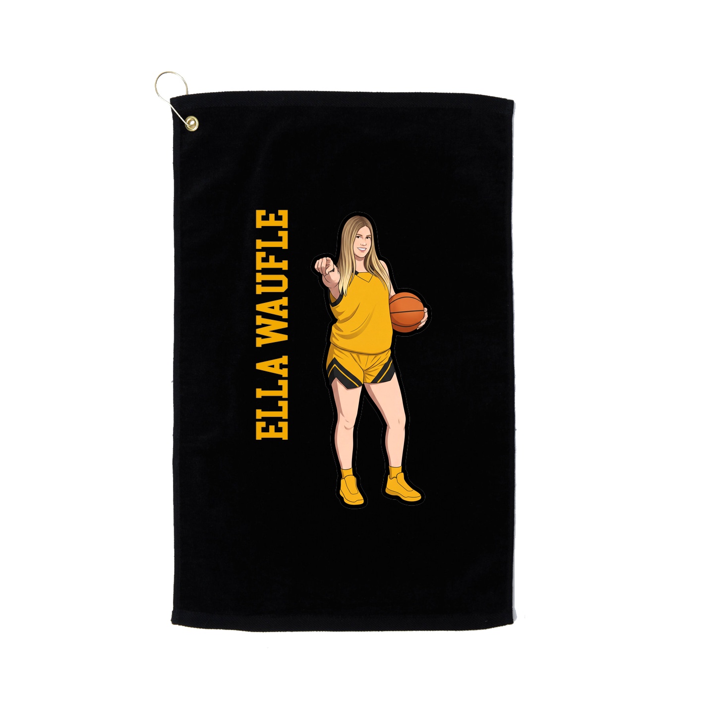 Golf Towel — Name Vertical in Black