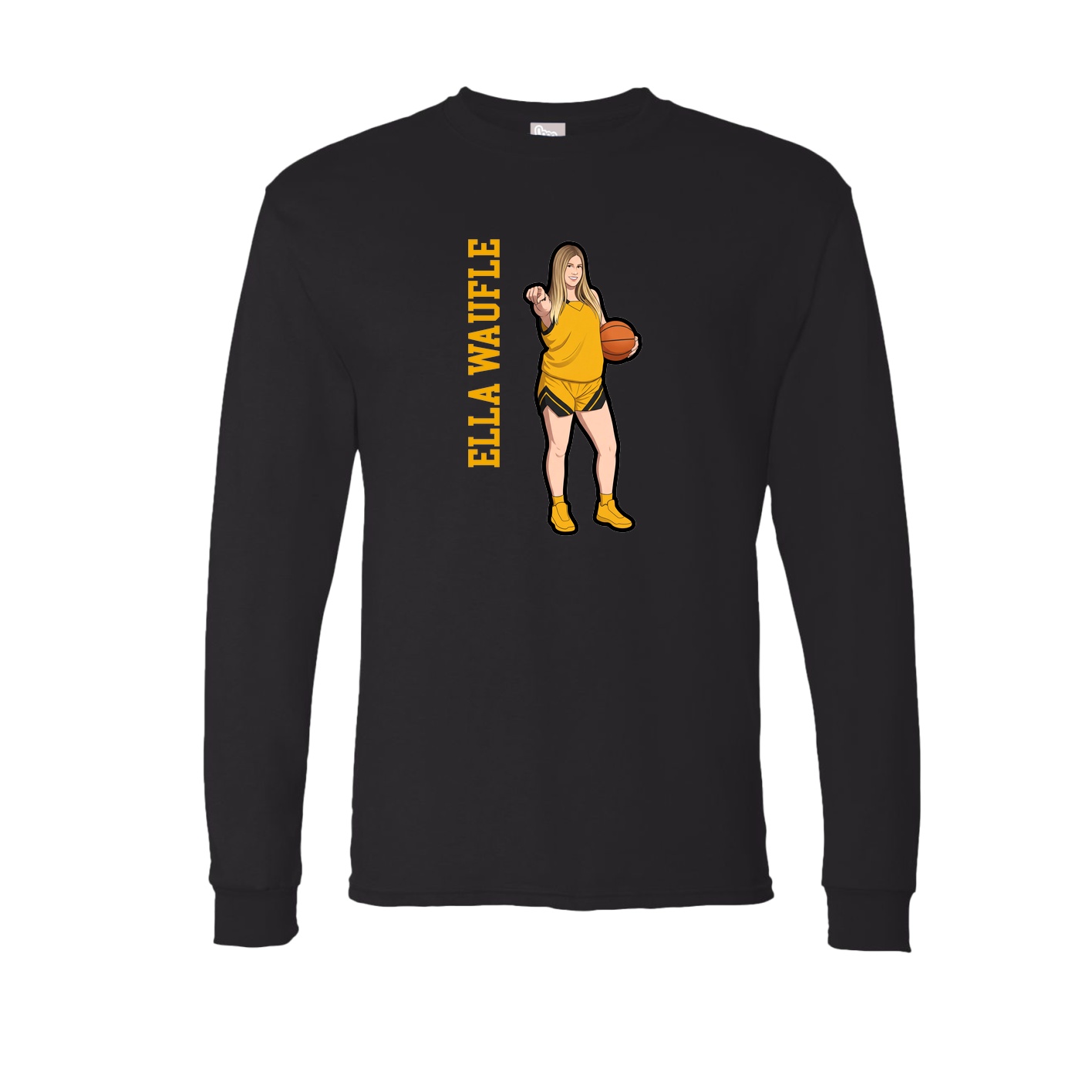 Long Sleeve Tee — Name Vertical in Black
