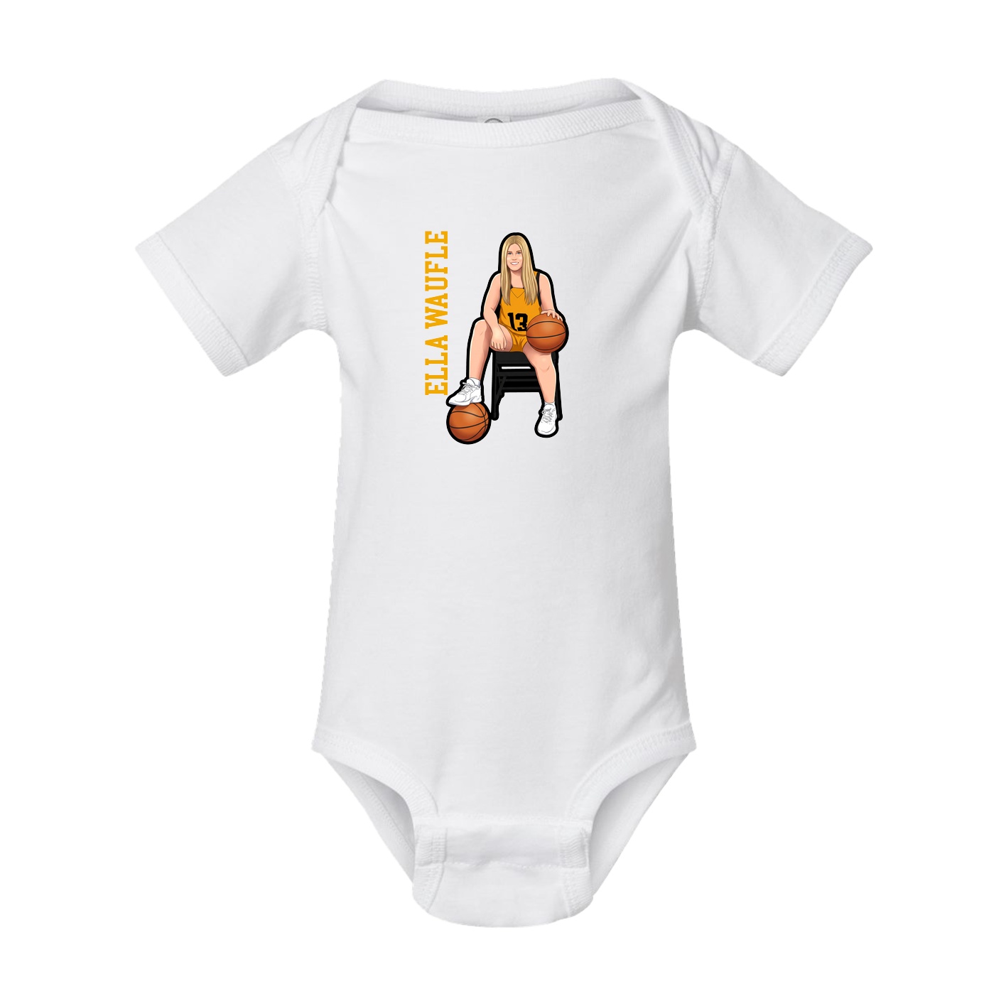 Baby Onesie — Name Vertical in White
