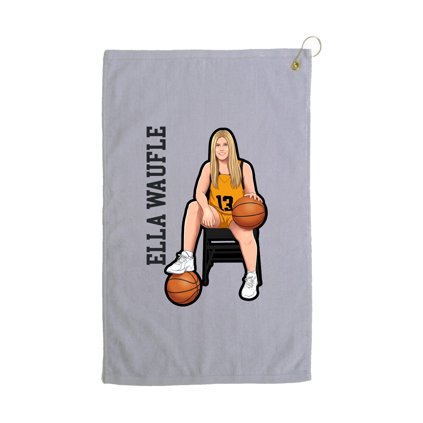 Golf Towel — Name Vertical in Grey