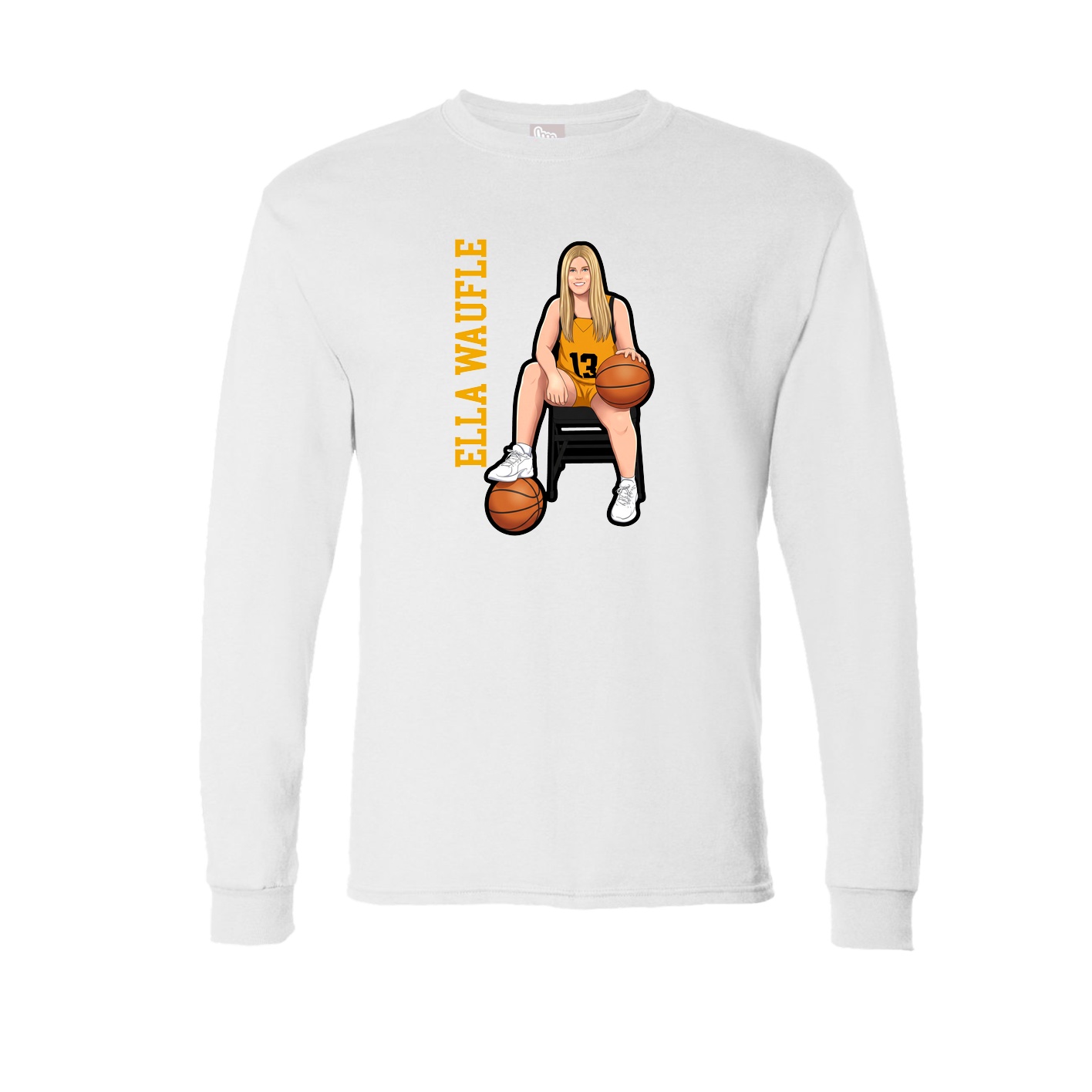 Long Sleeve Tee — Name Vertical in White