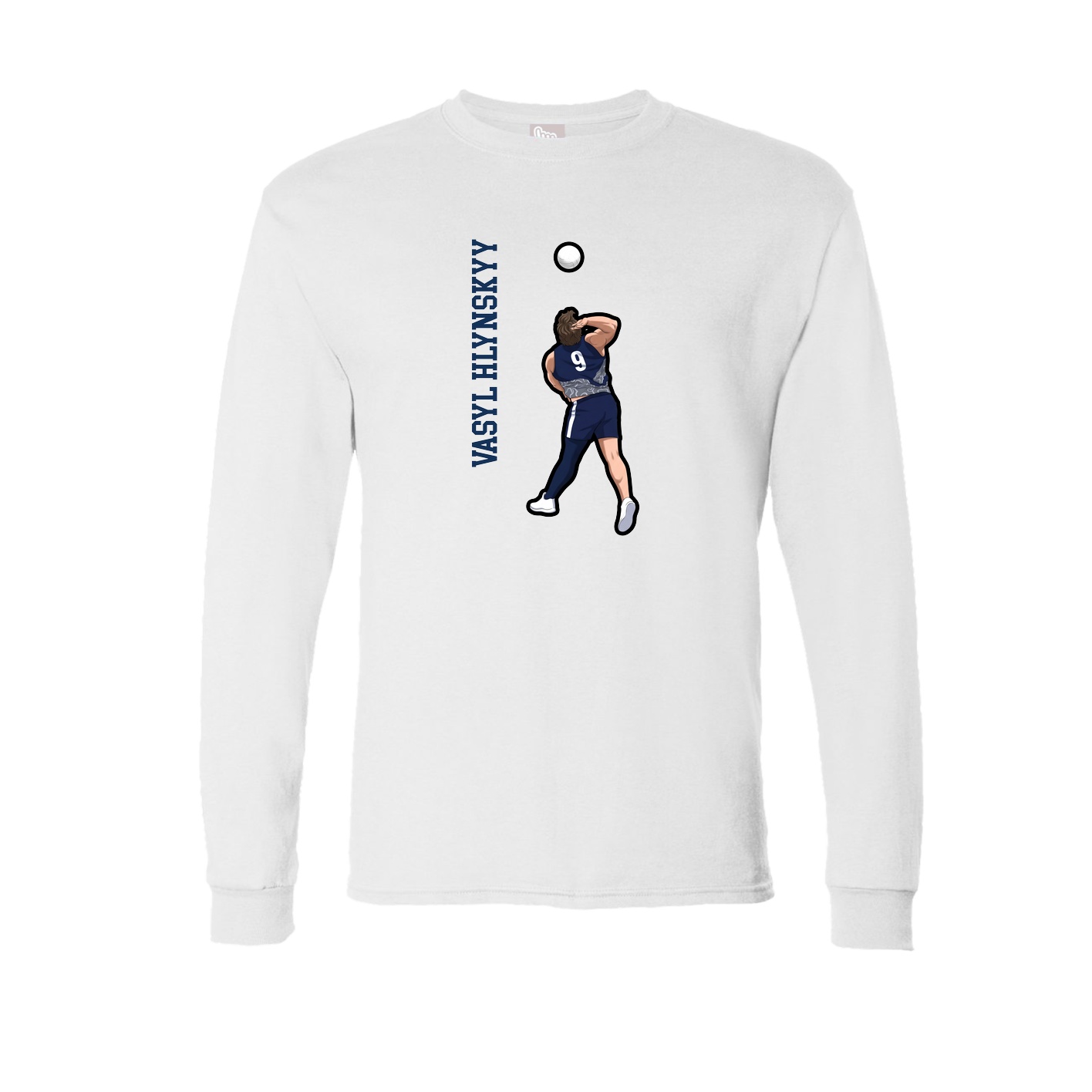 Long Sleeve Tee — Name Vertical in White