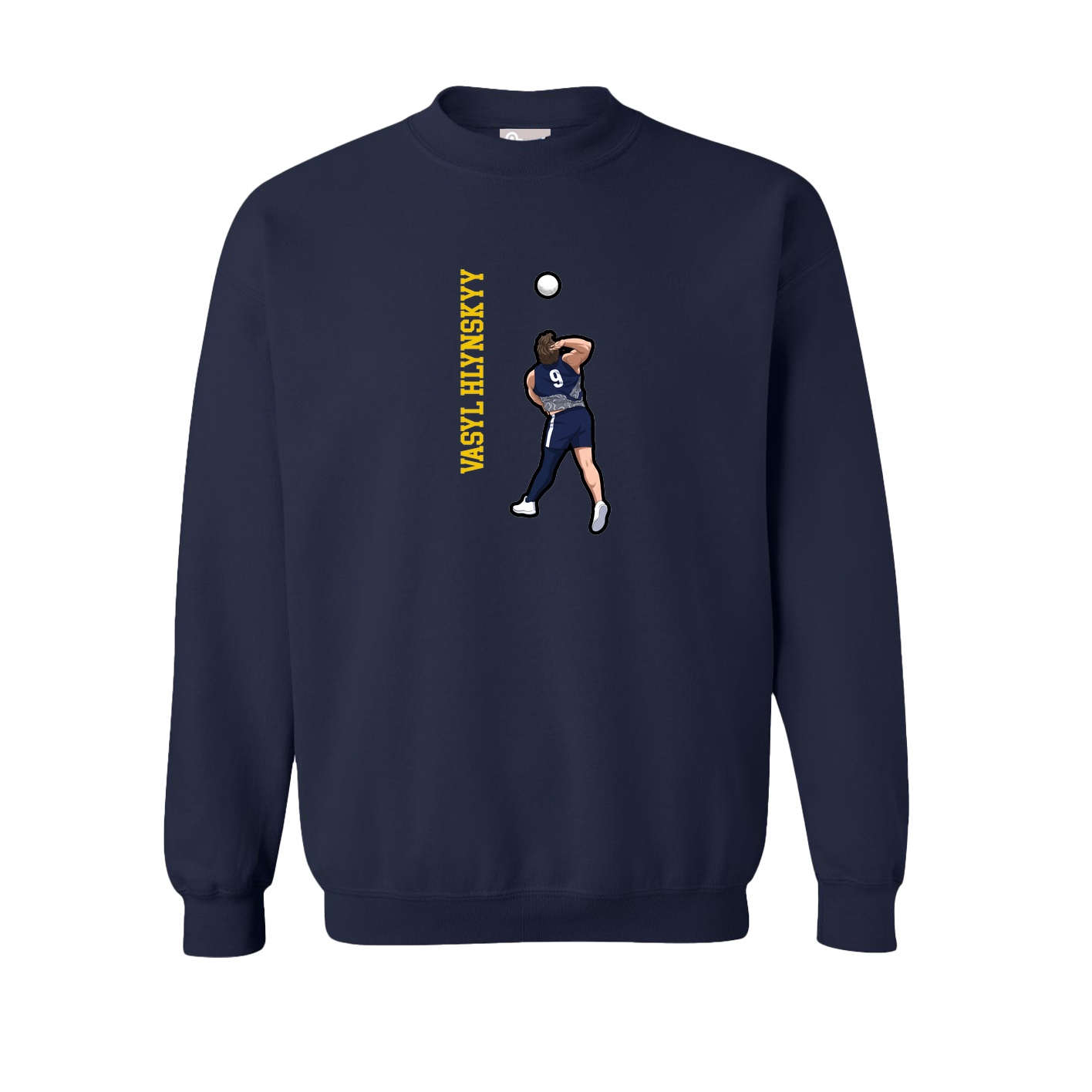Fleece Crew — Name Vertical in Navy