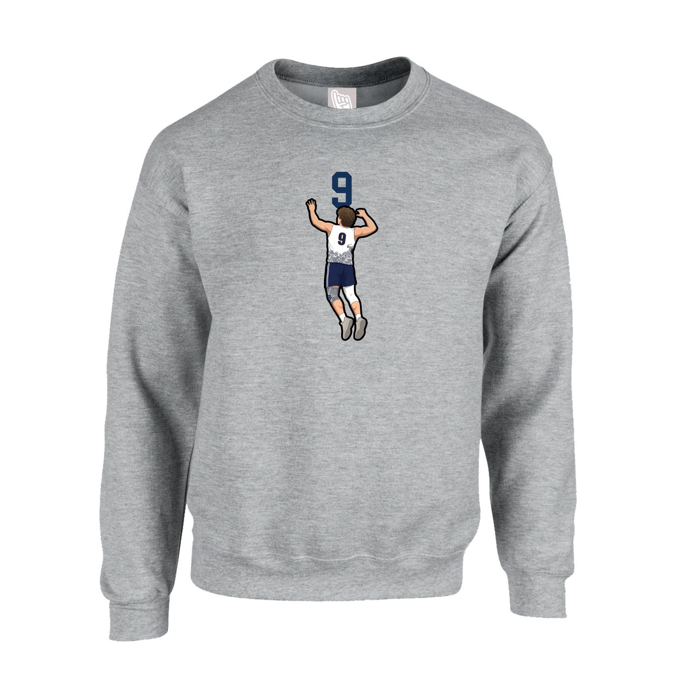 Fleece Crew — Number Top in Grey