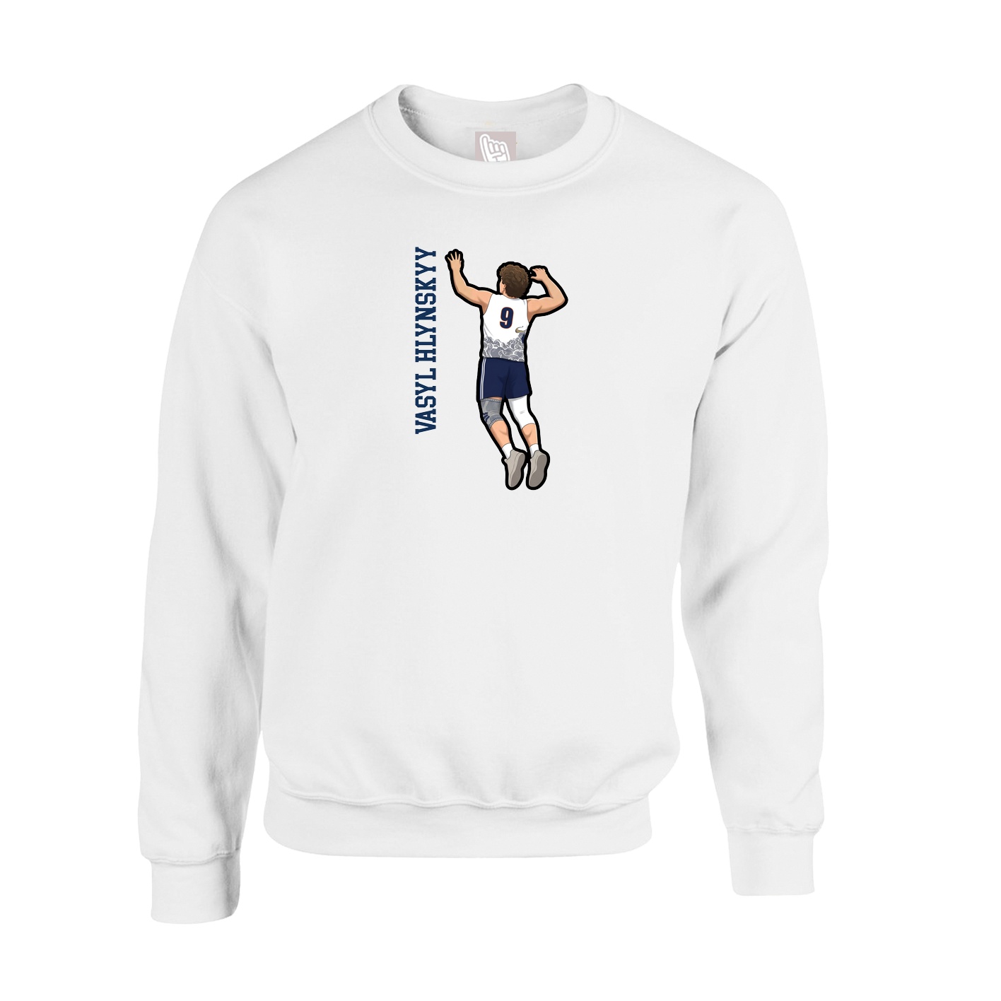Fleece Crew — Name Vertical in White