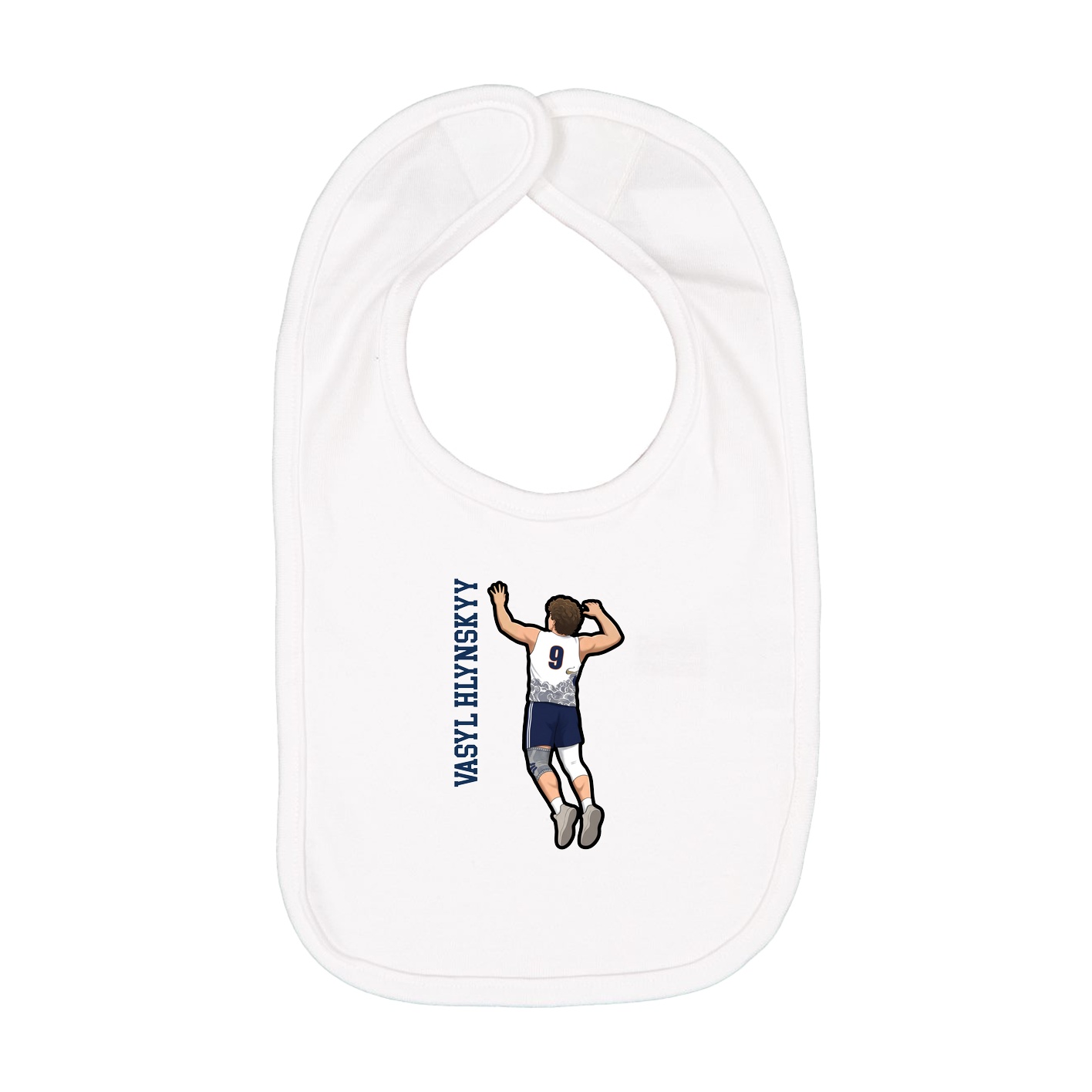 Infant Bib — Name Vertical in White