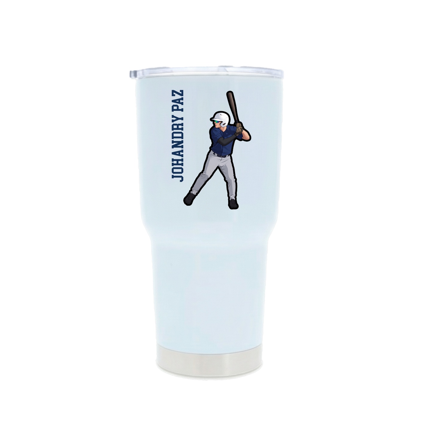 30oz Stainless Steel Tumbler — Name Vertical in White