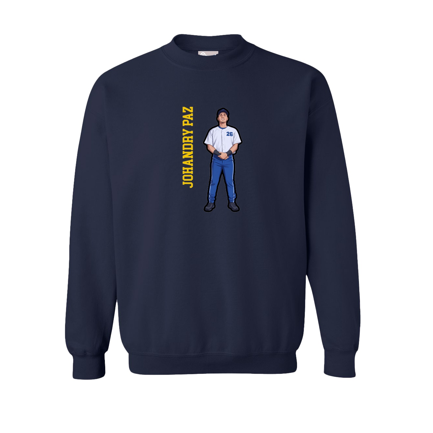 Fleece Crew — Name Vertical in Navy