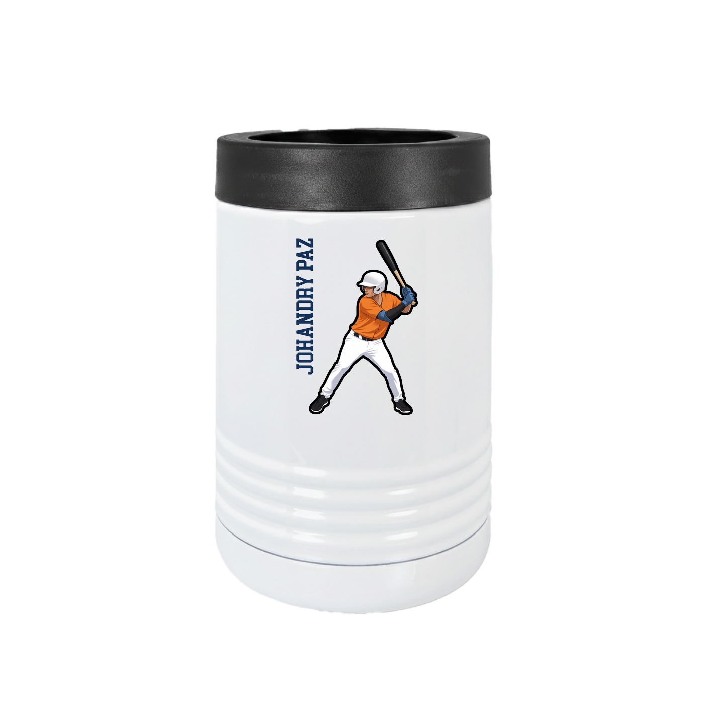 Beverage Holder — Name Vertical in White