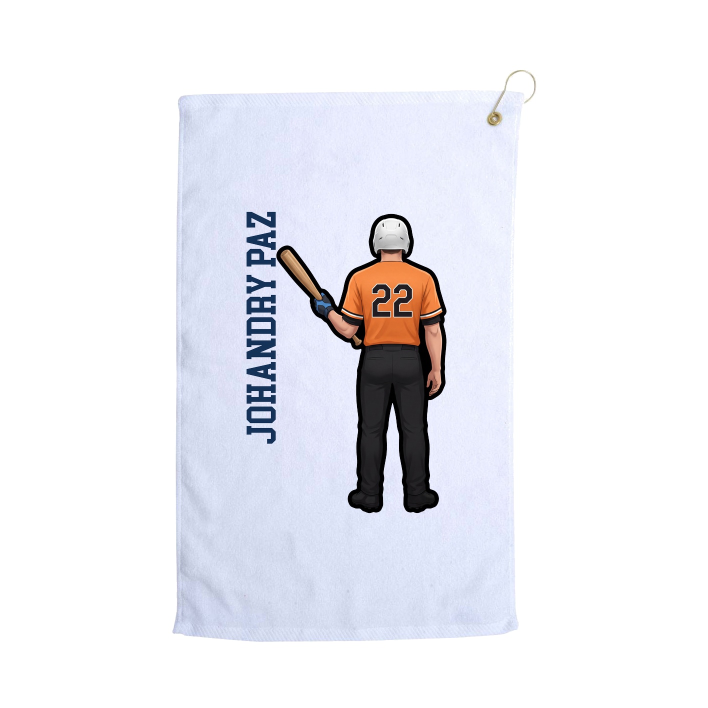 Golf Towel — Name Vertical in White