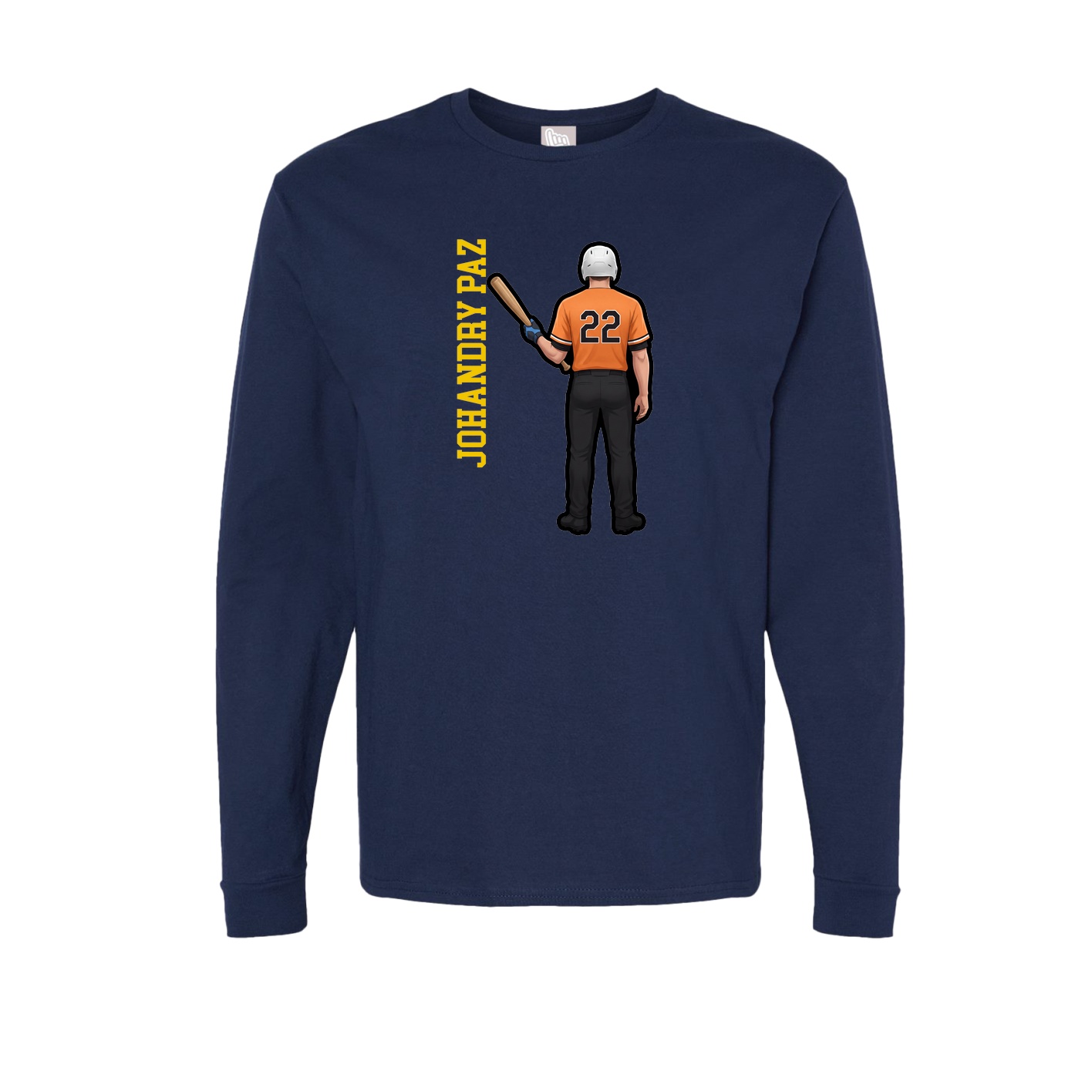 Long Sleeve Tee — Name Vertical in Navy